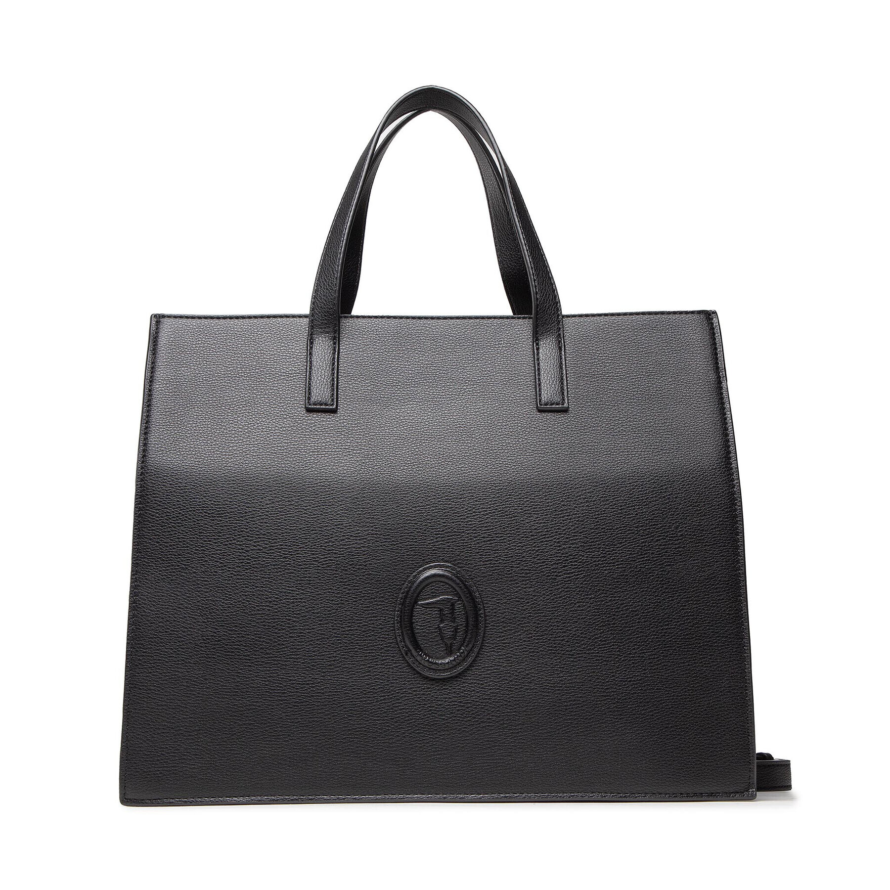 Trussardi Дамска чанта Mia Tote Md Pubble+Logo Patch 75B01176 Черен - Pepit.bg