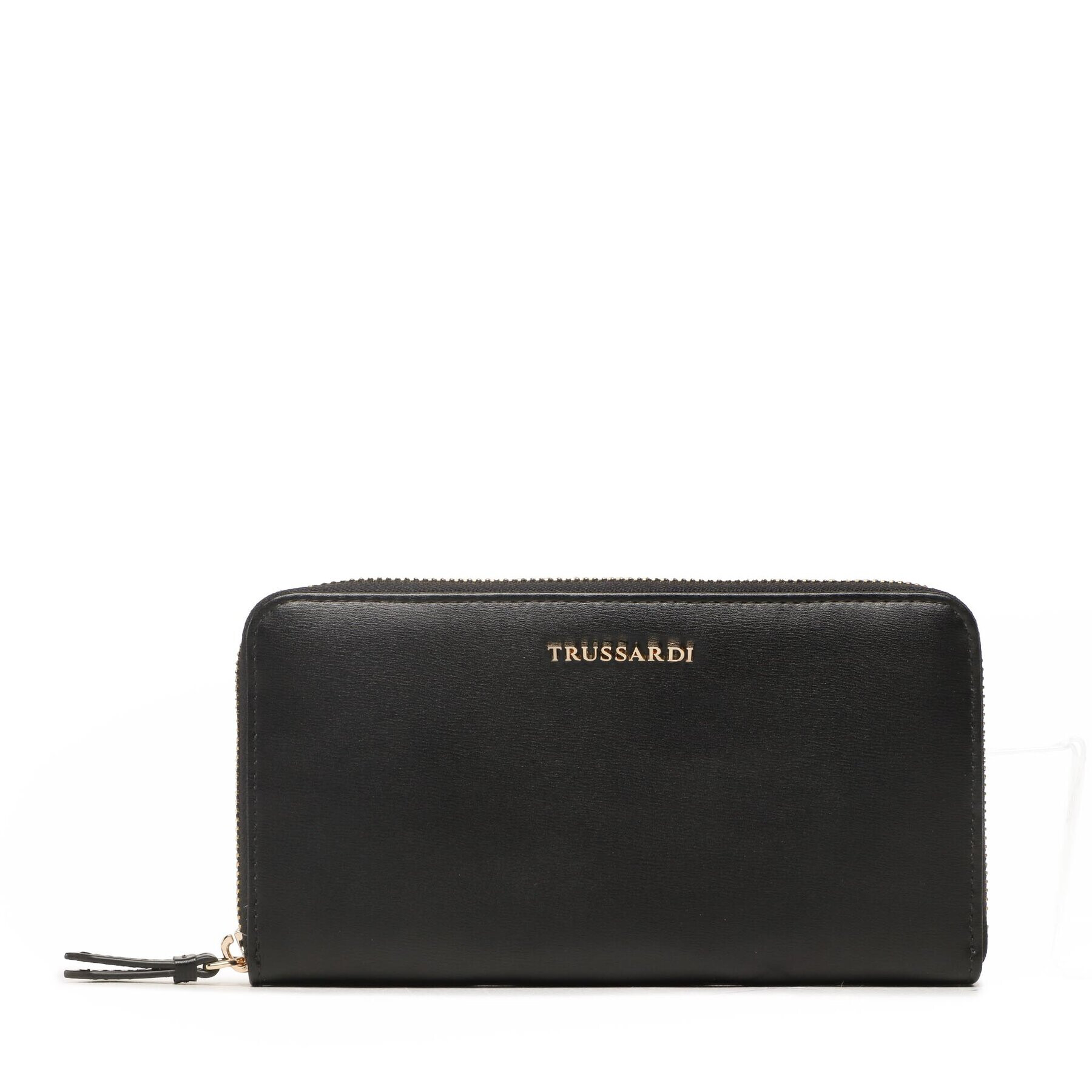 Trussardi Голям дамски портфейл Metal Plate Zip 75W00350 Черен - Pepit.bg