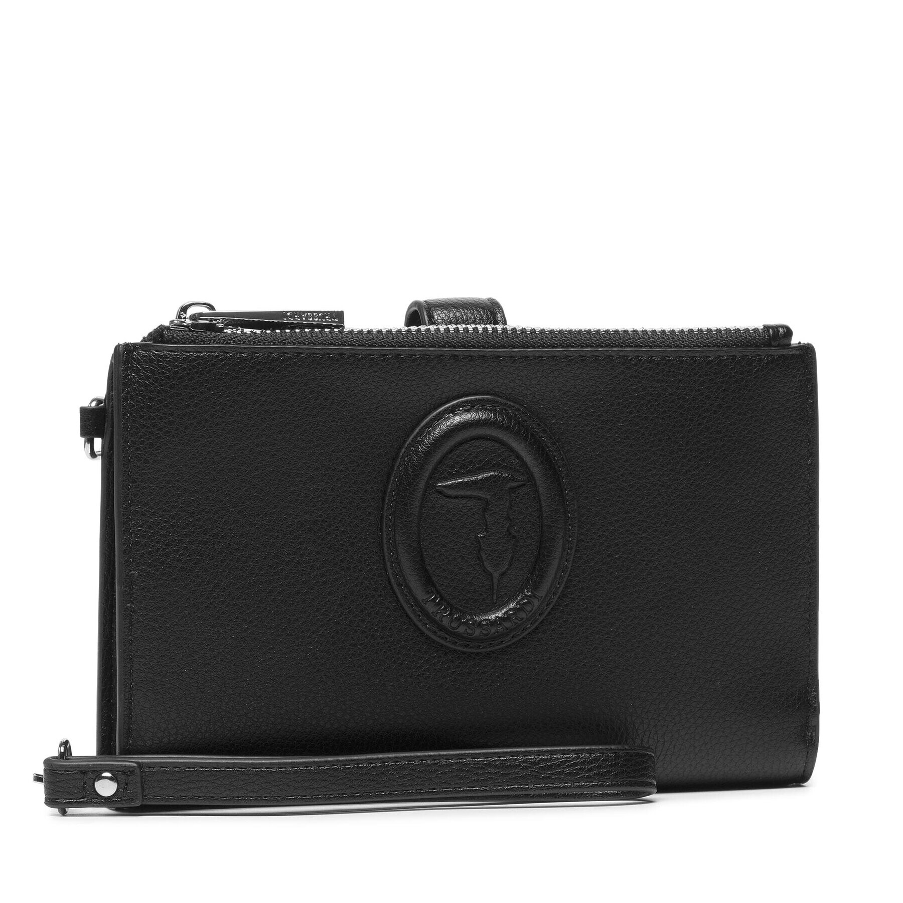 Trussardi Голям дамски портфейл Mia Double Zip Wallet Pubble 75W00304 Черен - Pepit.bg