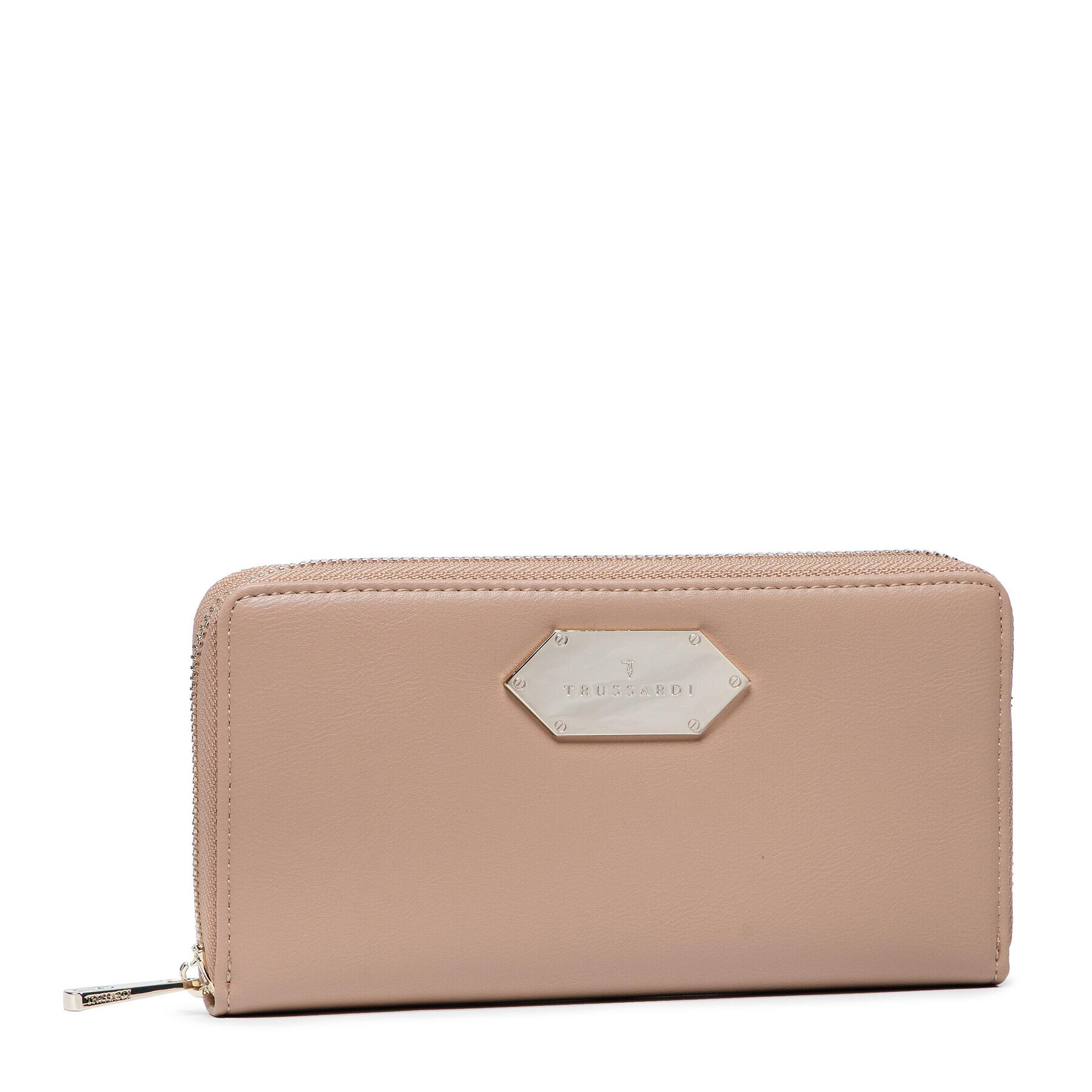 Trussardi Голям дамски портфейл Peony Zip Around Lg 75W00326 Бежов - Pepit.bg