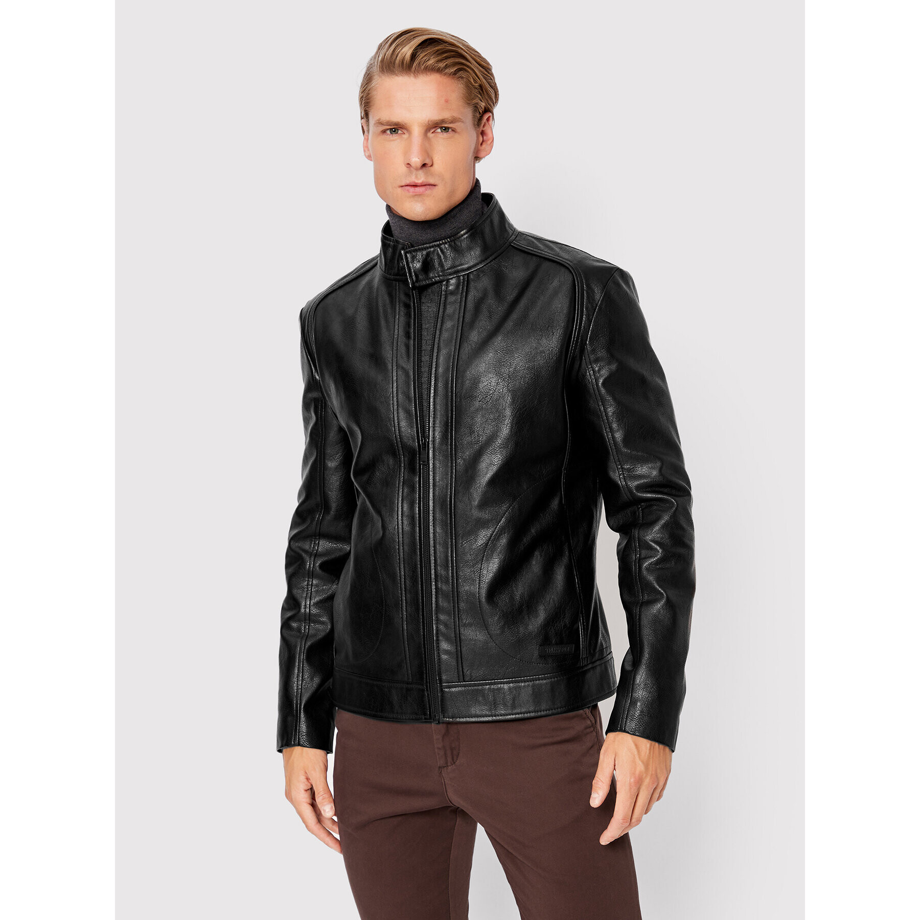 Trussardi Яке от имитация на кожа Biker 52S00760 Черен Regular Fit - Pepit.bg