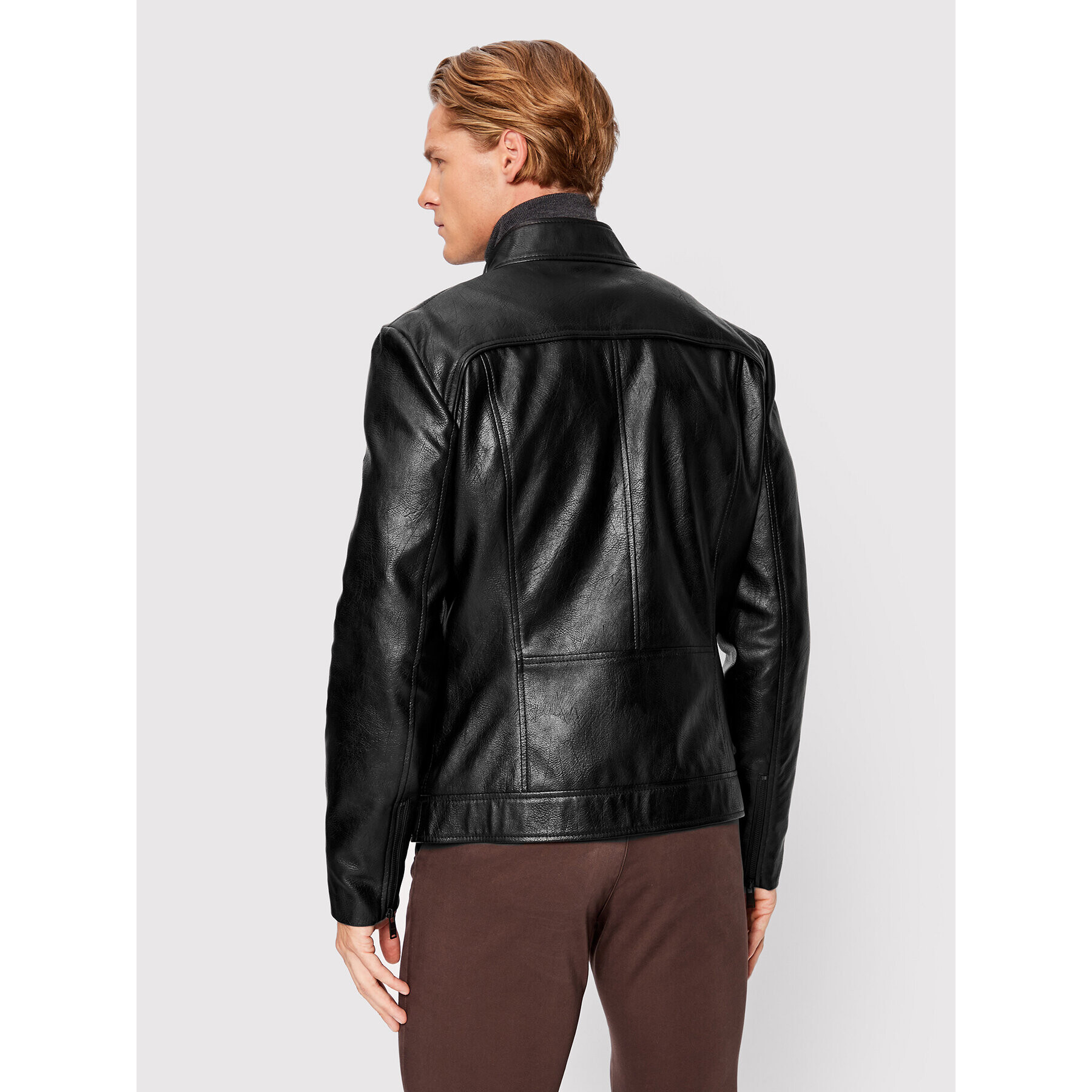 Trussardi Яке от имитация на кожа Biker 52S00760 Черен Regular Fit - Pepit.bg