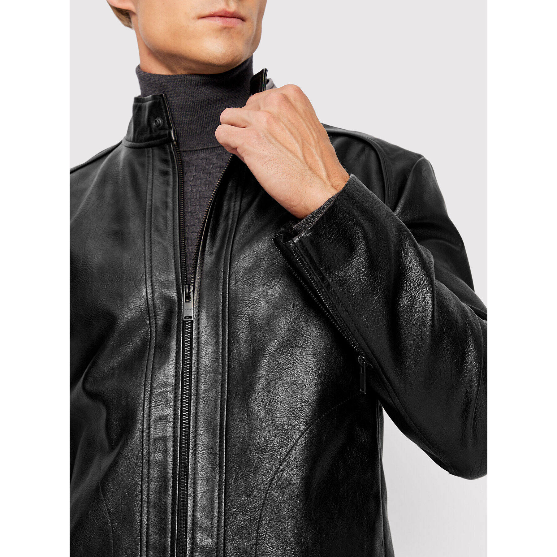 Trussardi Яке от имитация на кожа Biker 52S00760 Черен Regular Fit - Pepit.bg