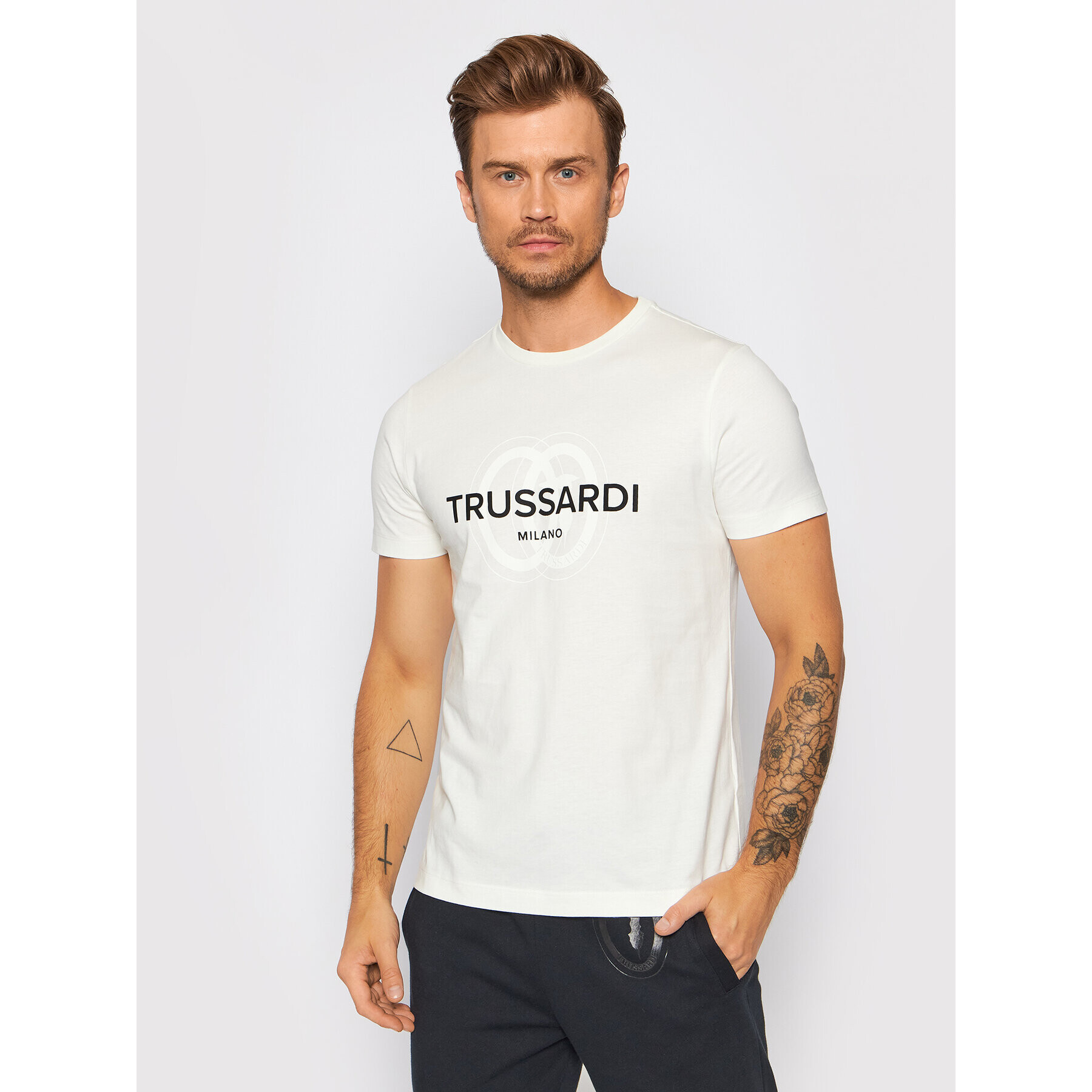 Trussardi Jeans Тишърт Logo 52T00514 Бял Regular Fit - Pepit.bg