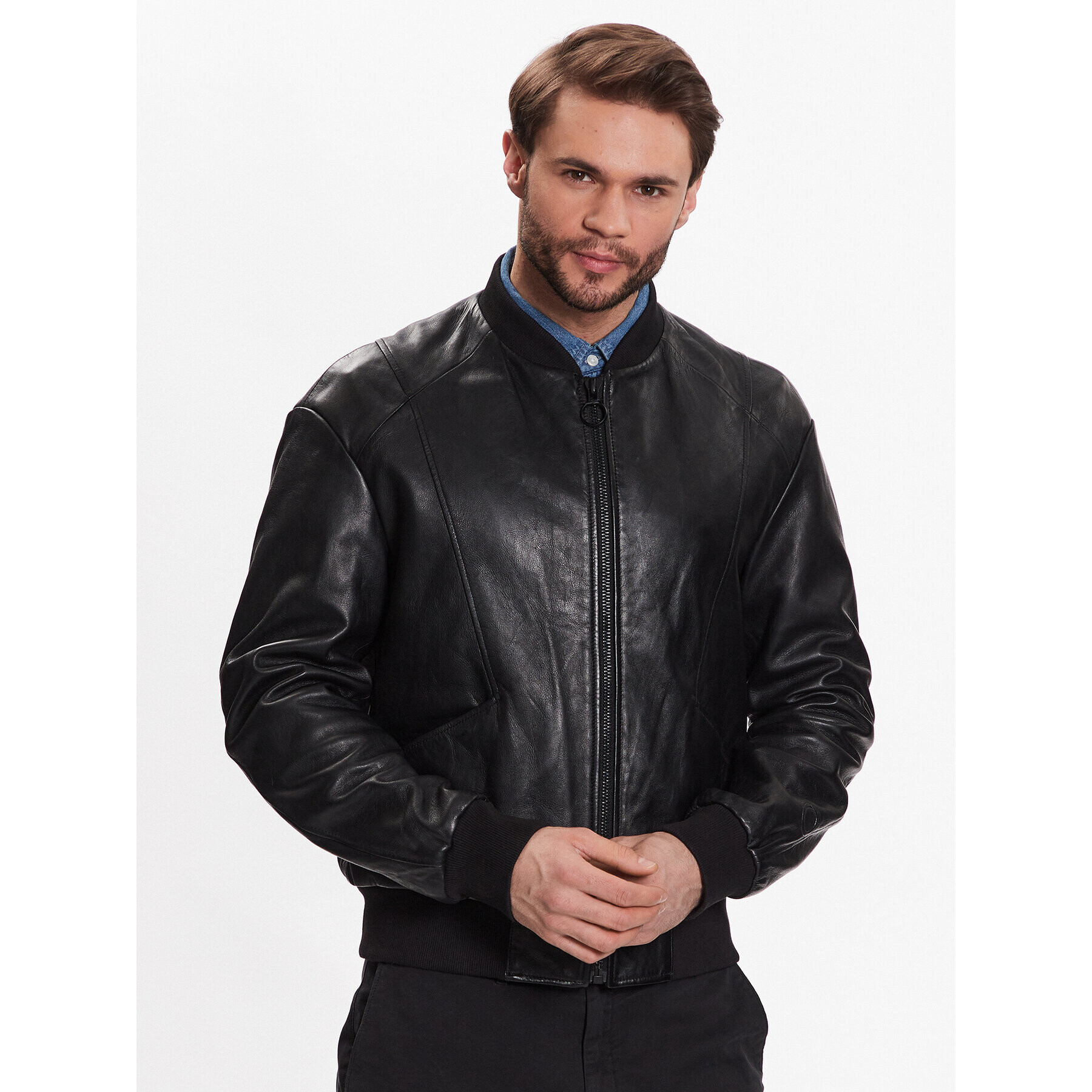 Trussardi Кожено яке 52S00865 Черен Regular Fit - Pepit.bg