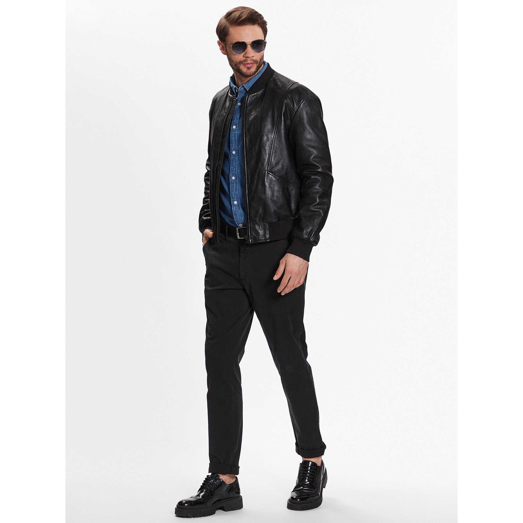 Trussardi Кожено яке 52S00865 Черен Regular Fit - Pepit.bg