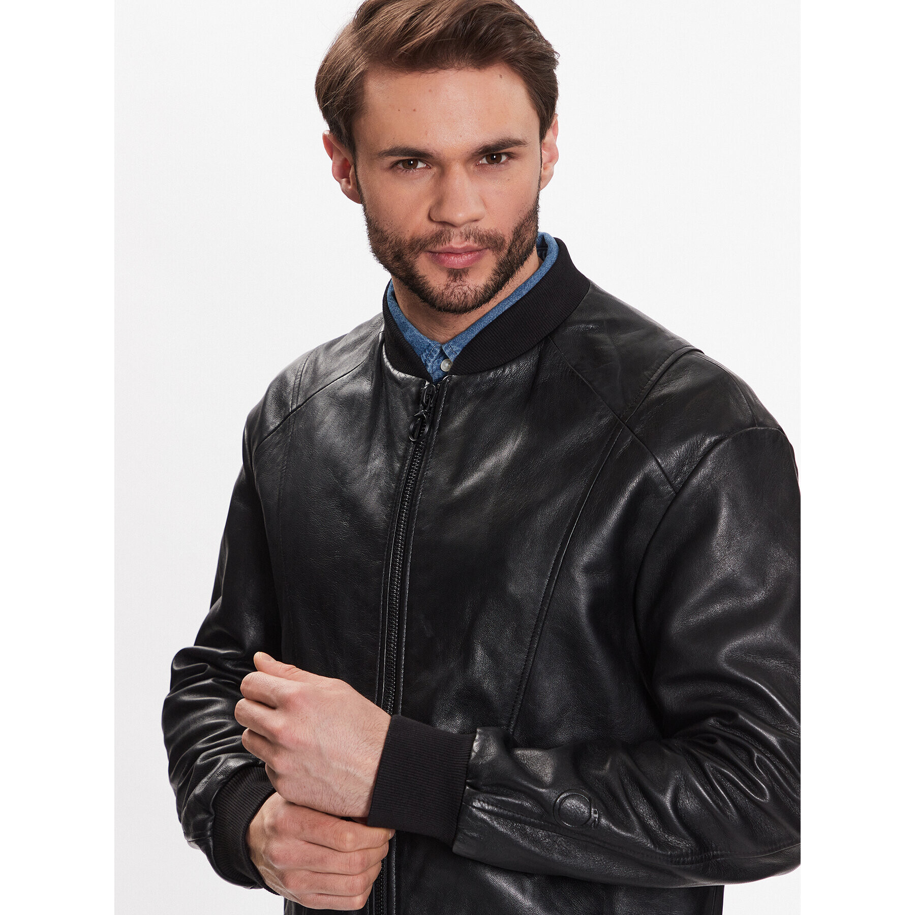 Trussardi Кожено яке 52S00865 Черен Regular Fit - Pepit.bg