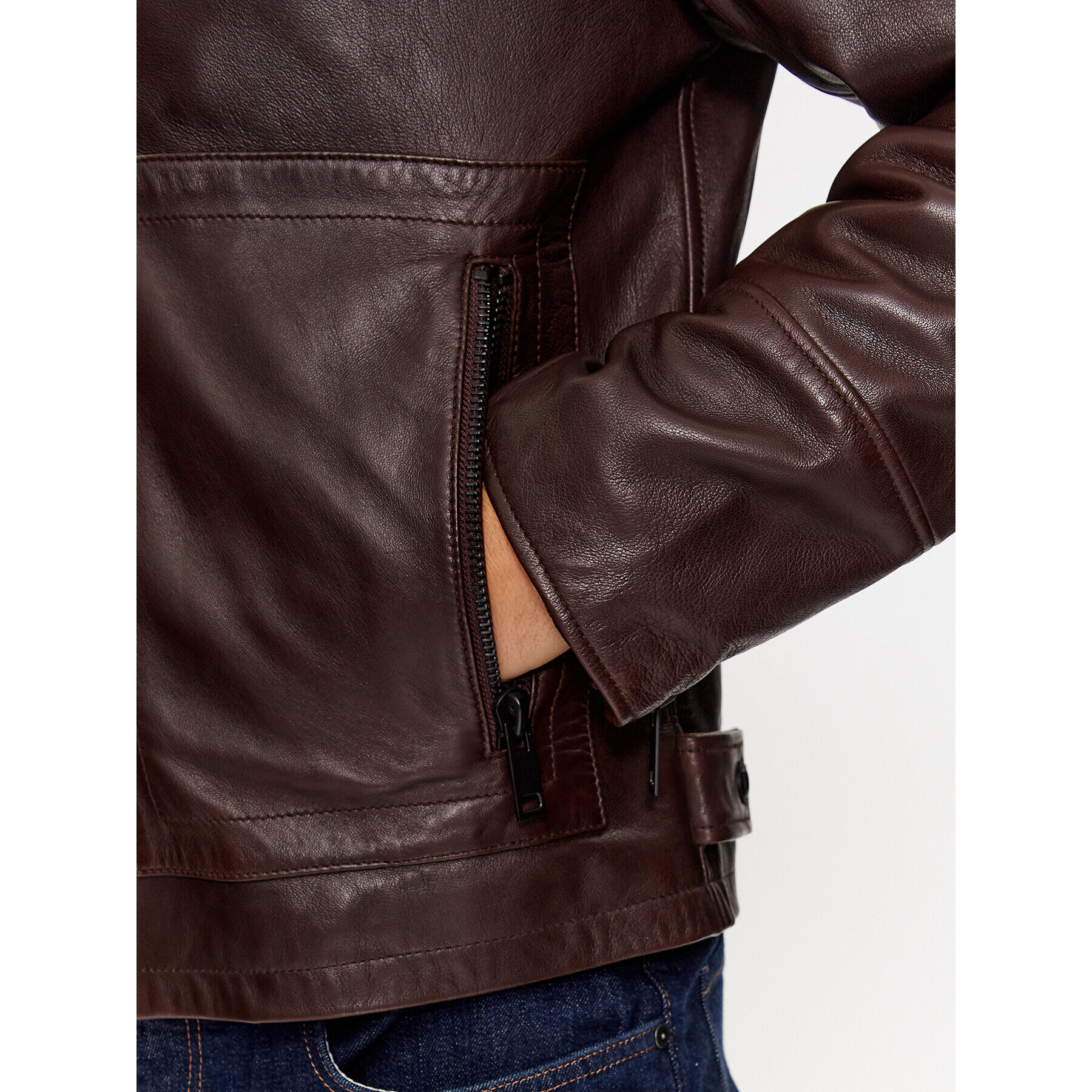 Trussardi Кожено яке 52S00933 Кафяв Regular Fit - Pepit.bg