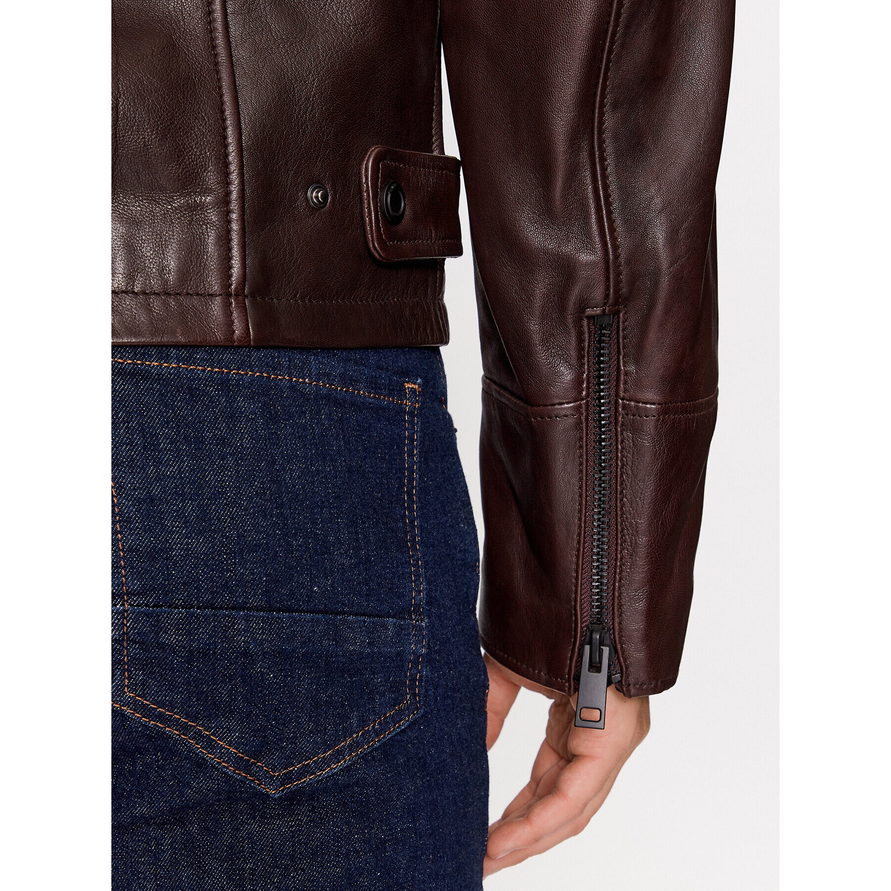 Trussardi Кожено яке 52S00933 Кафяв Regular Fit - Pepit.bg