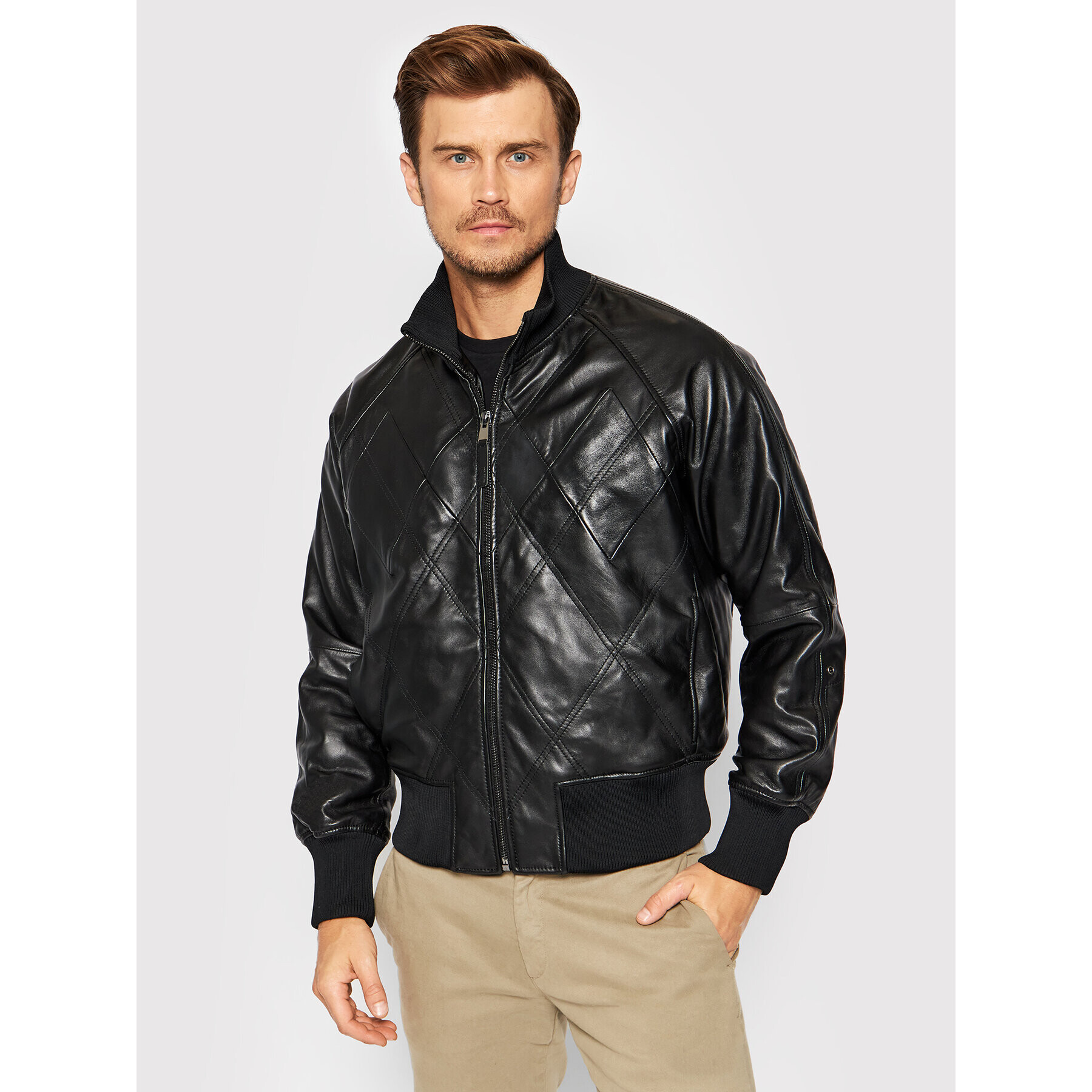 Trussardi Кожено яке 52S00548 Черен Regular Fit - Pepit.bg