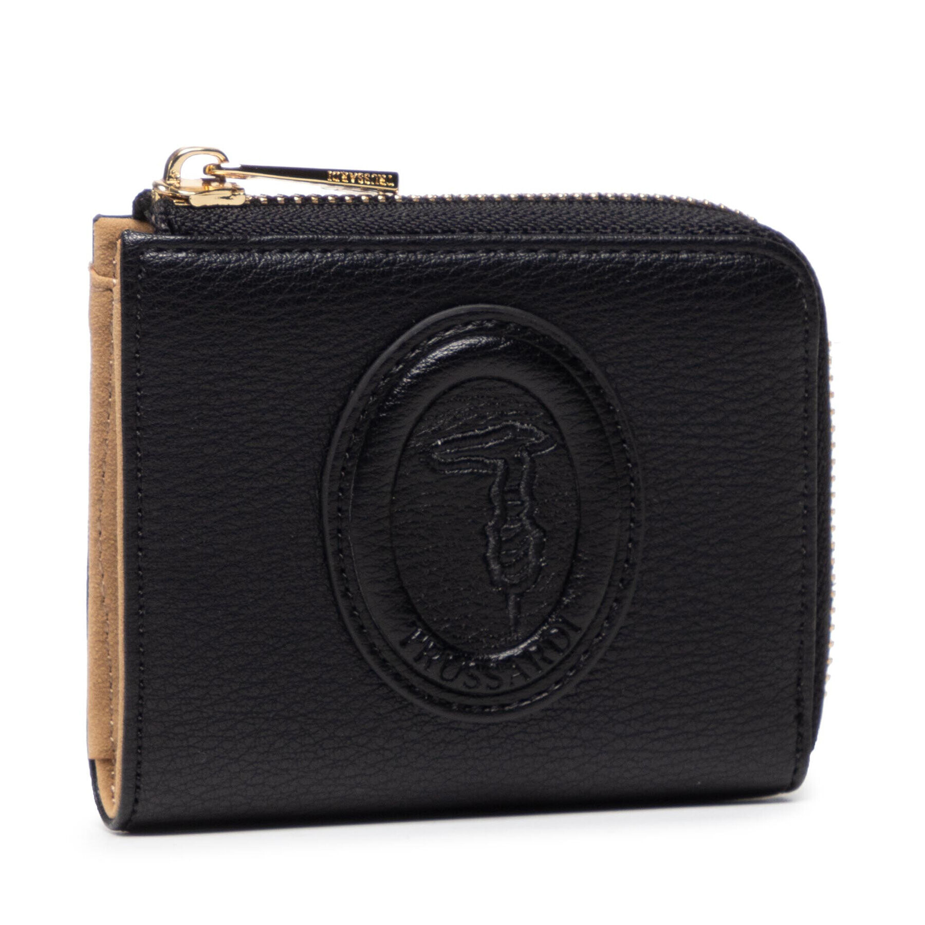 Trussardi Малък дамски портфейл Amber Zip Armoud Sm 75W00312 Черен - Pepit.bg