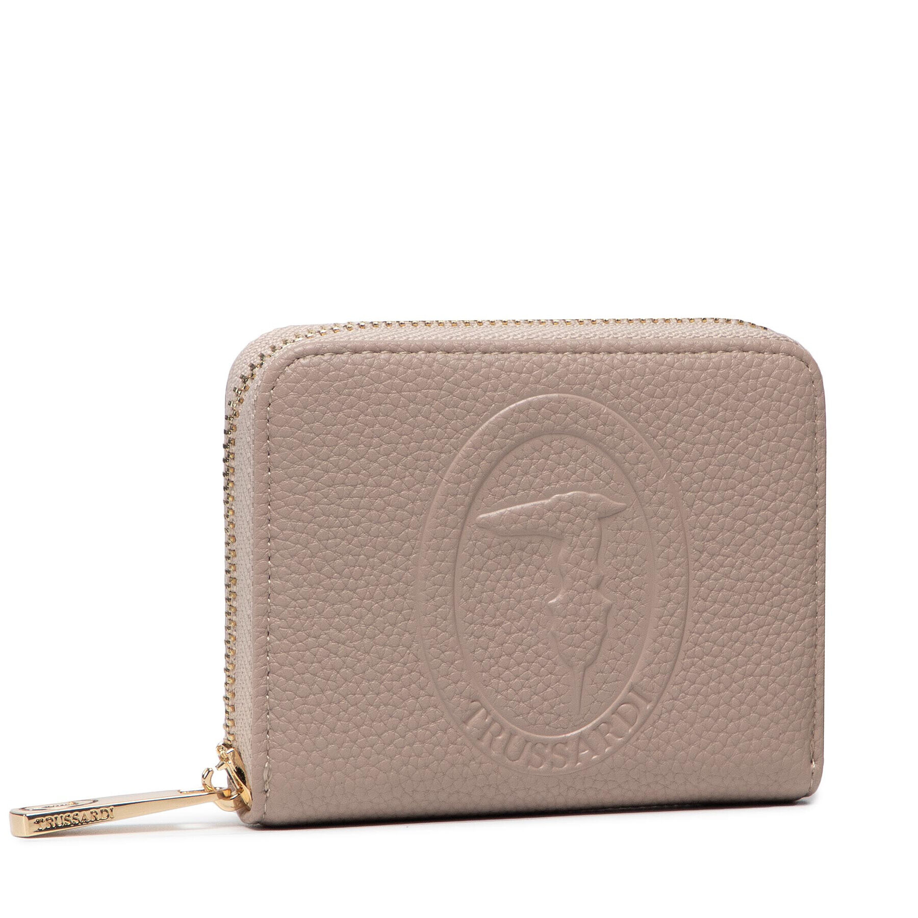 Trussardi Малък дамски портфейл Iris Mini Zip Around 75W00284 Бежов - Pepit.bg