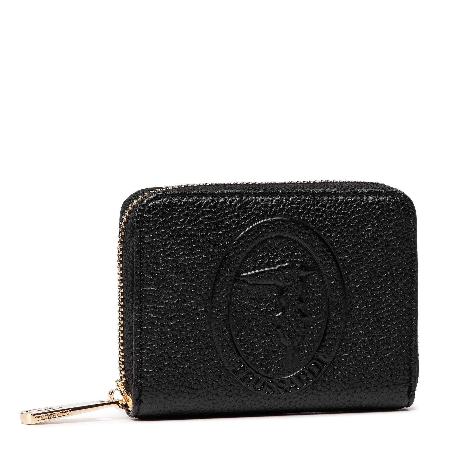 Trussardi Малък дамски портфейл Iris Mini Zip Around 75W00284 Черен - Pepit.bg