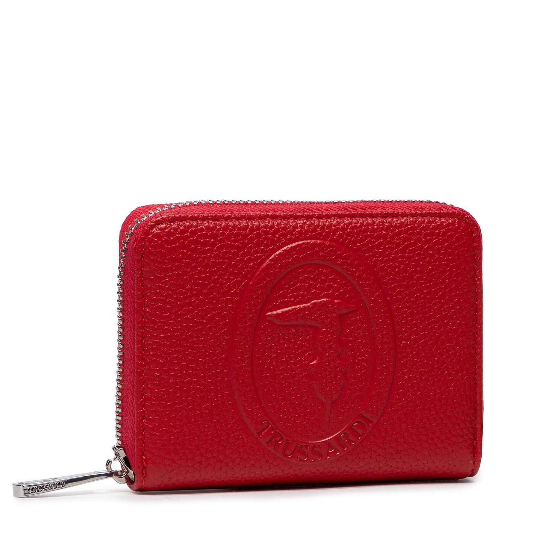 Trussardi Малък дамски портфейл Iris Mini Zip Around 75W00284 Червен - Pepit.bg