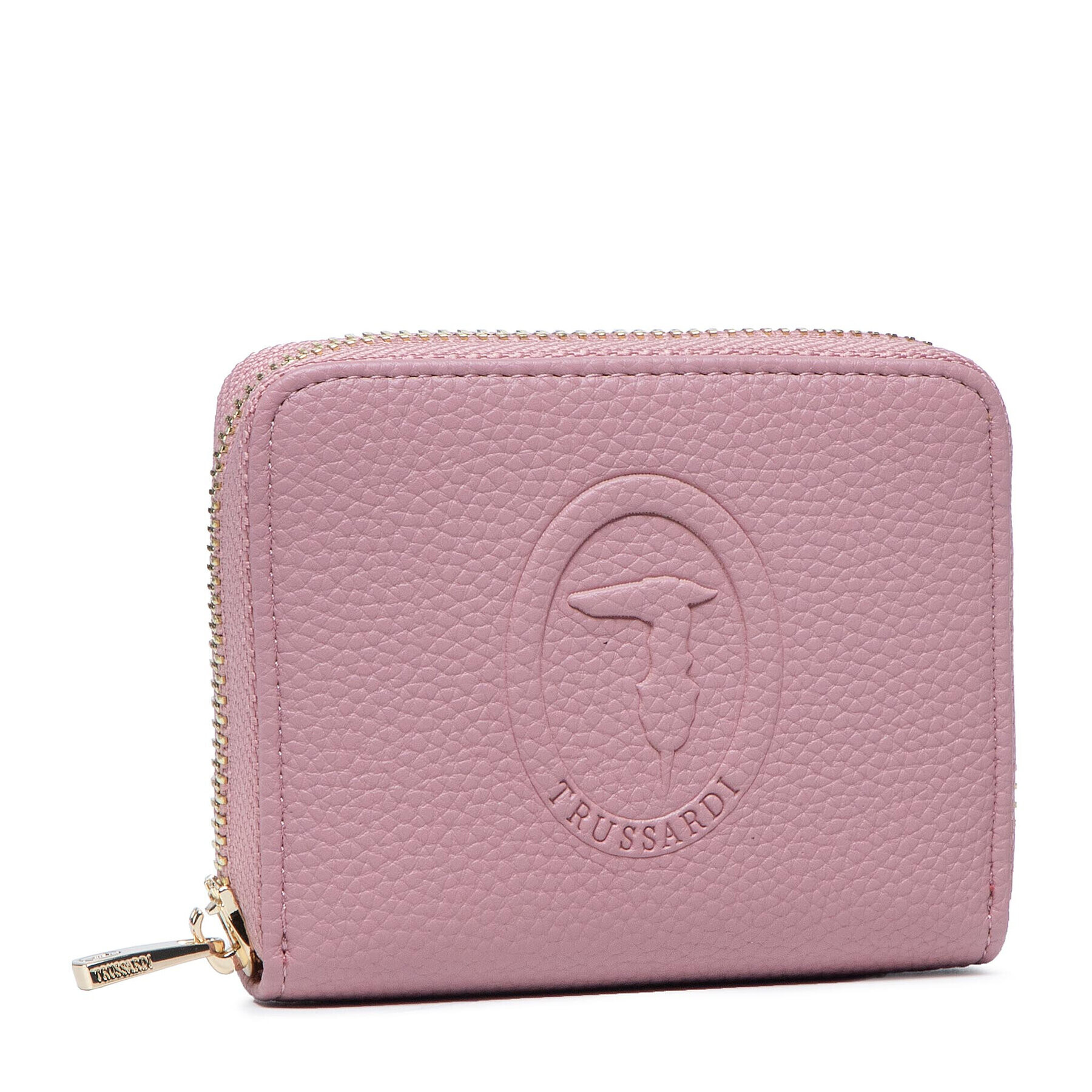 Trussardi Малък дамски портфейл Iris Zip Around 75W00331 Розов - Pepit.bg