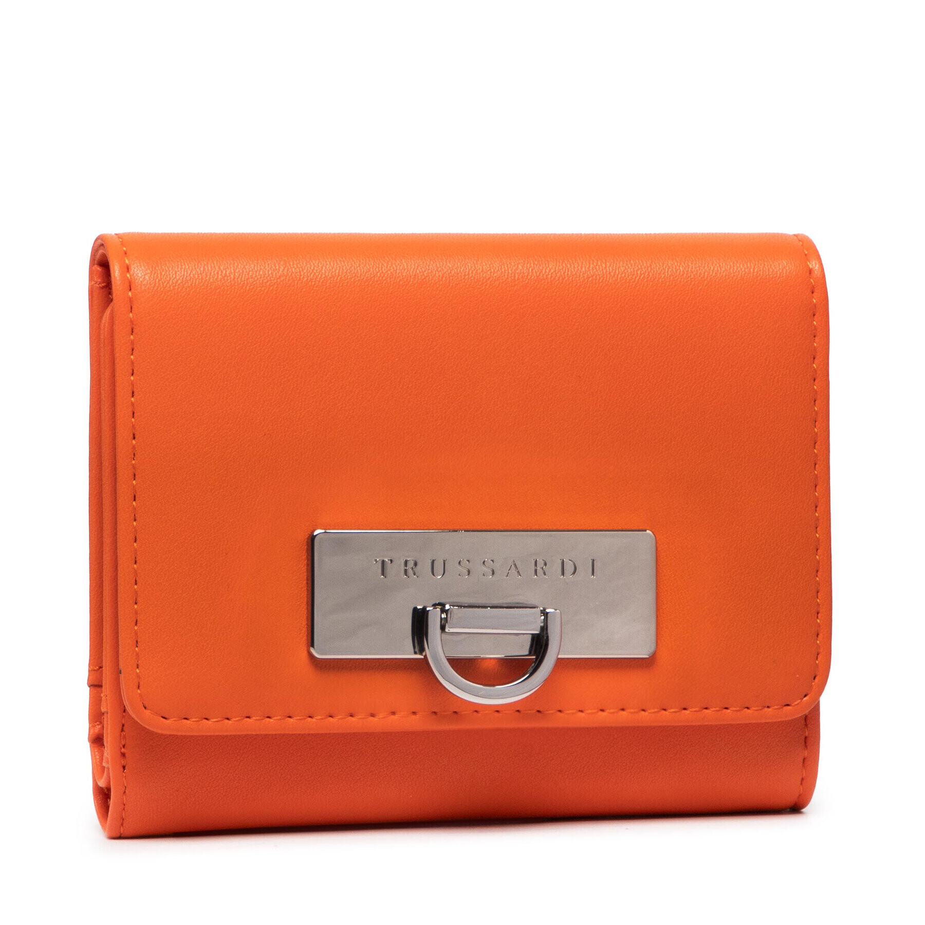 Trussardi Малък дамски портфейл Ivy Continental Sm Monocolor 75W00322 Оранжев - Pepit.bg