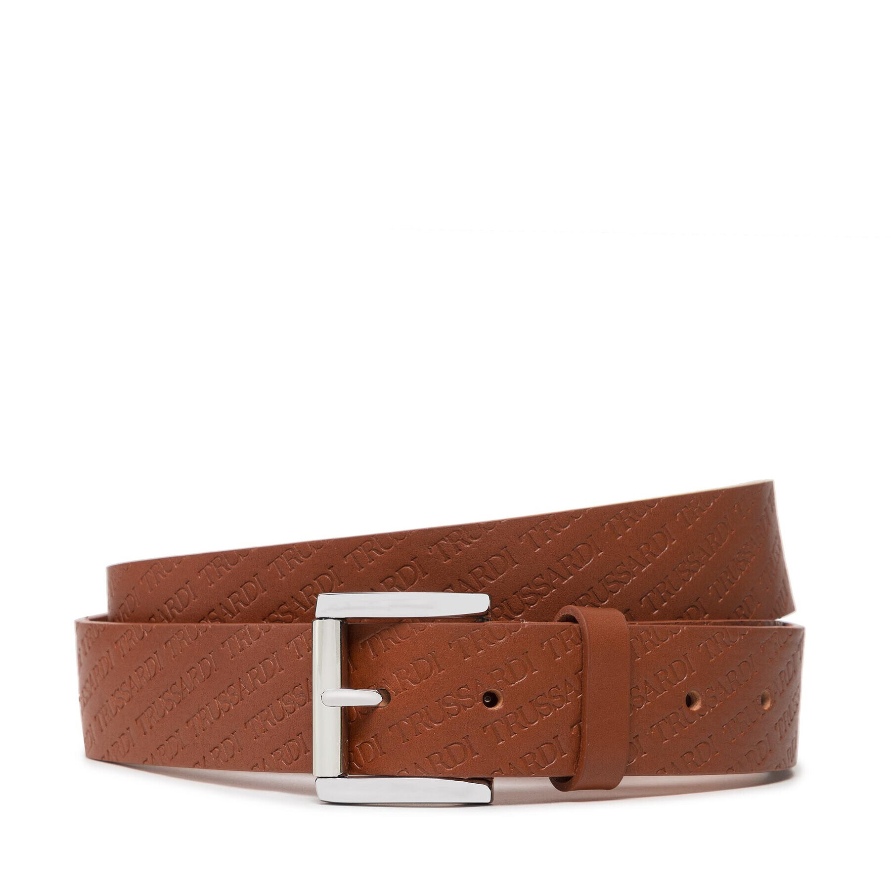 Trussardi Мъжки колан Belt Full Logato 71L00128 Кафяв - Pepit.bg