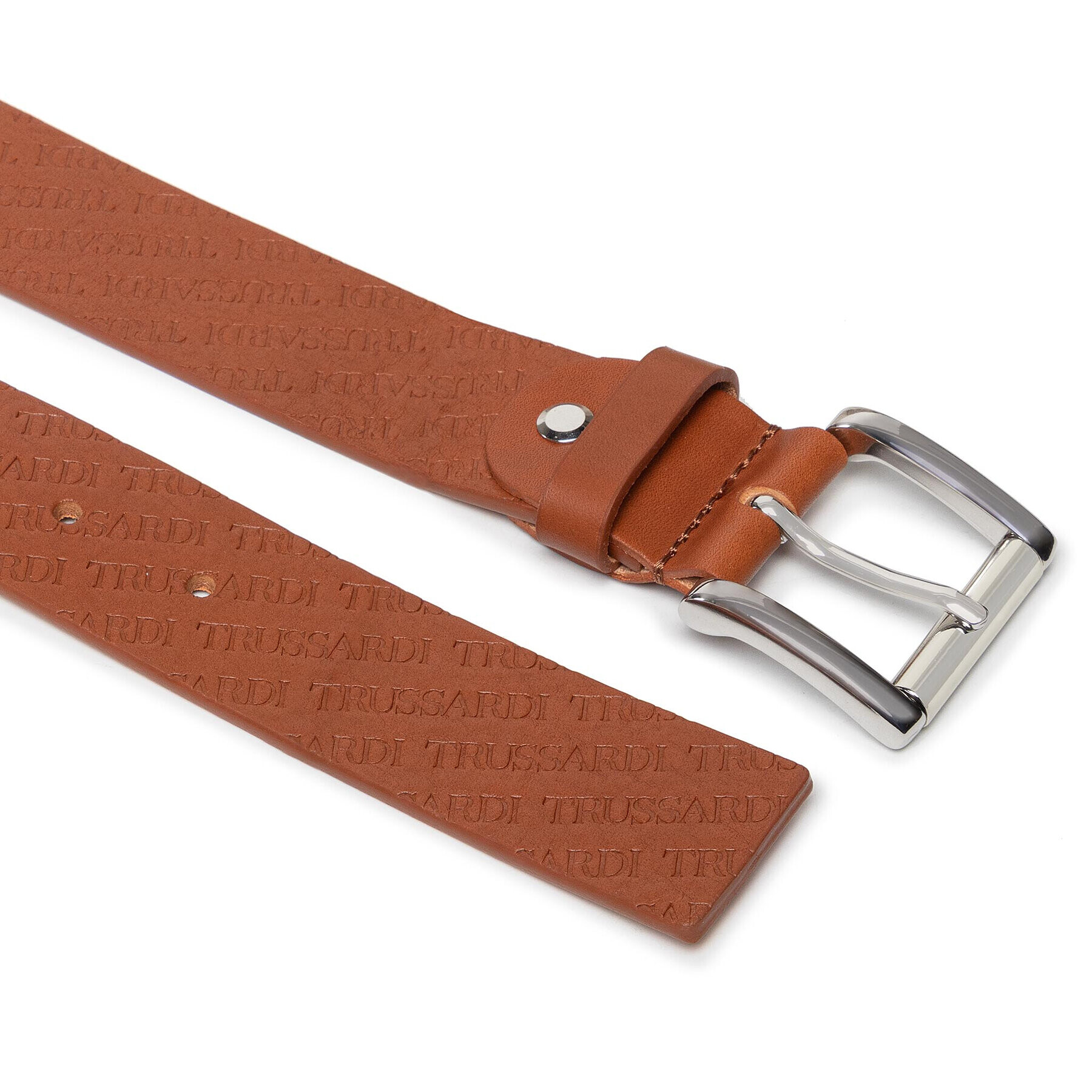 Trussardi Мъжки колан Belt Full Logato 71L00128 Кафяв - Pepit.bg