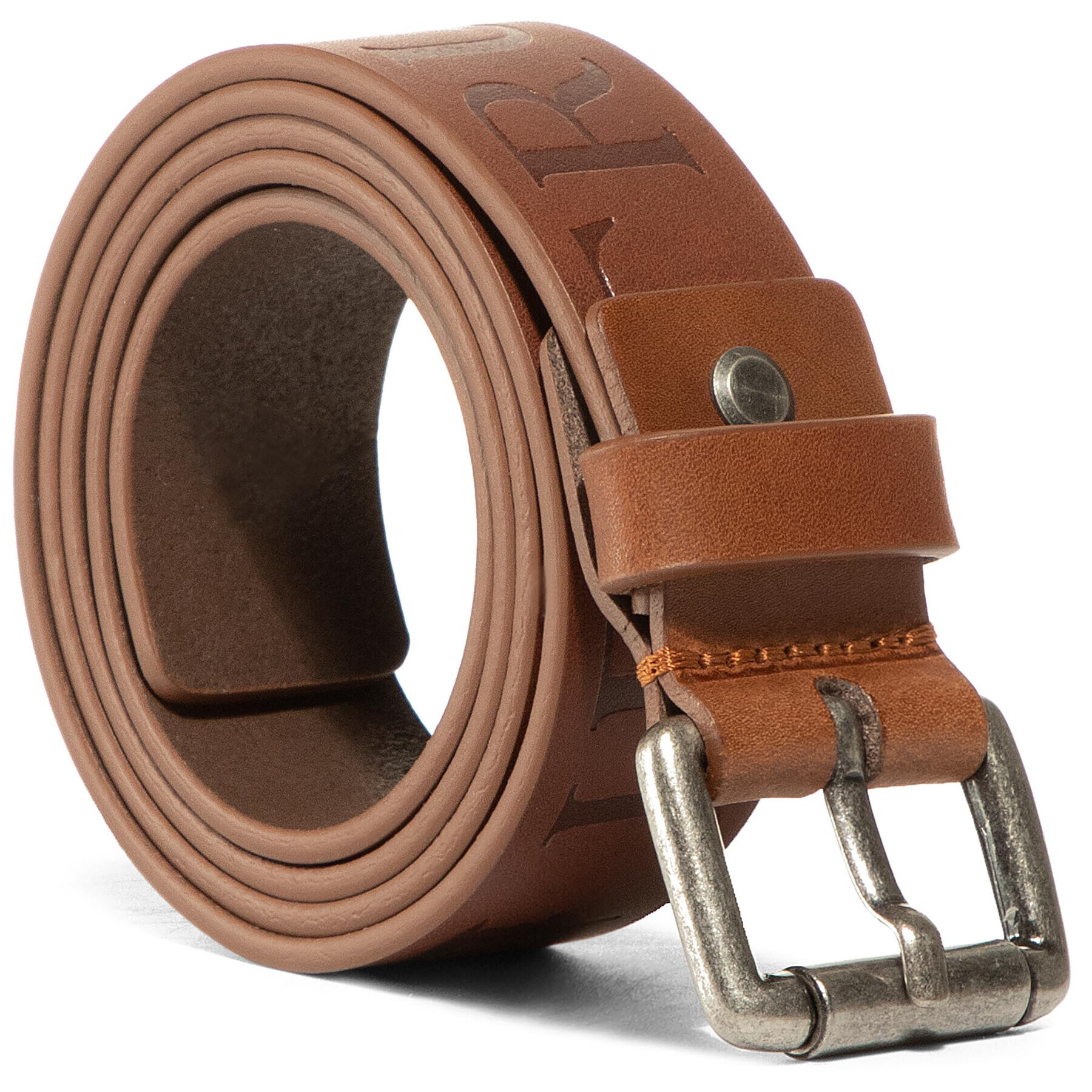 Trussardi Мъжки колан Belt Leather Maxi Logo Embossed 71L00122 Кафяв - Pepit.bg