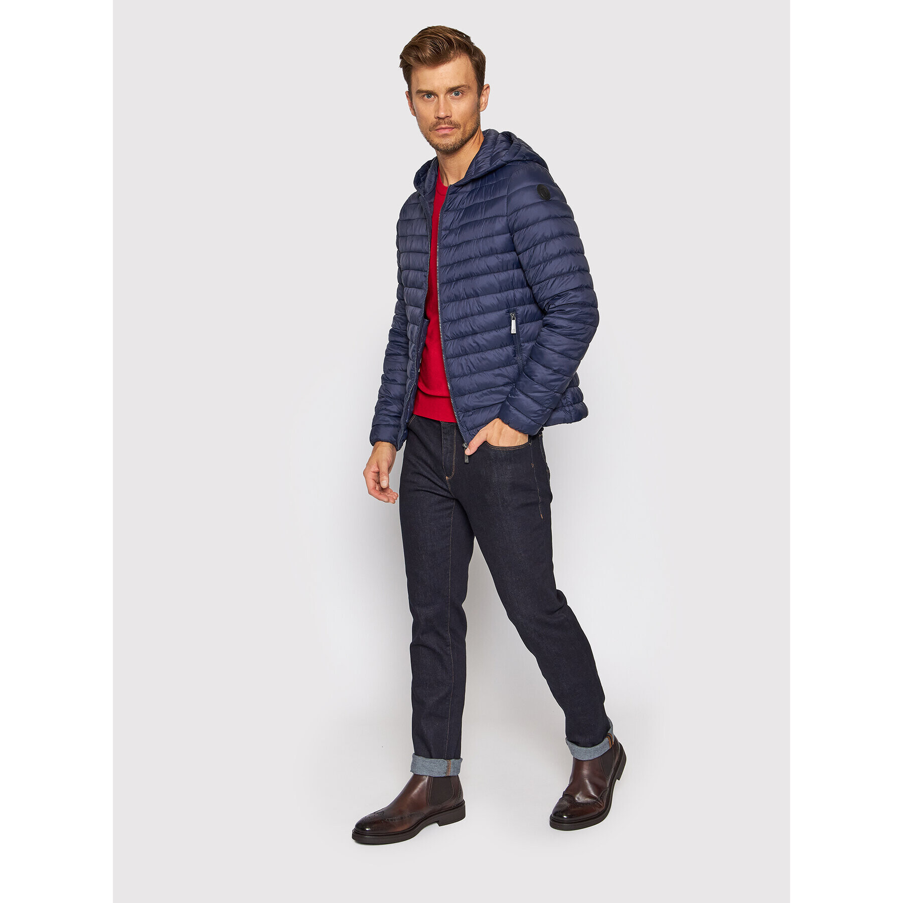 Trussardi Пухено яке 1T001596 Тъмносин Regular Fit - Pepit.bg