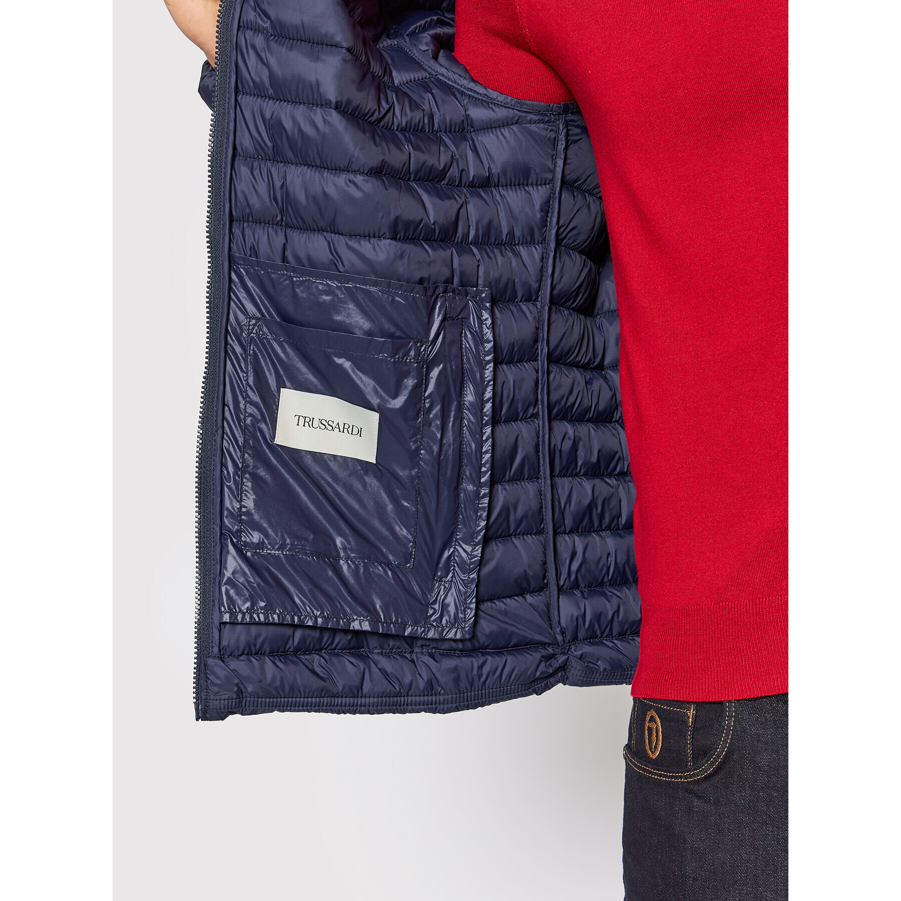 Trussardi Пухено яке 1T001596 Тъмносин Regular Fit - Pepit.bg