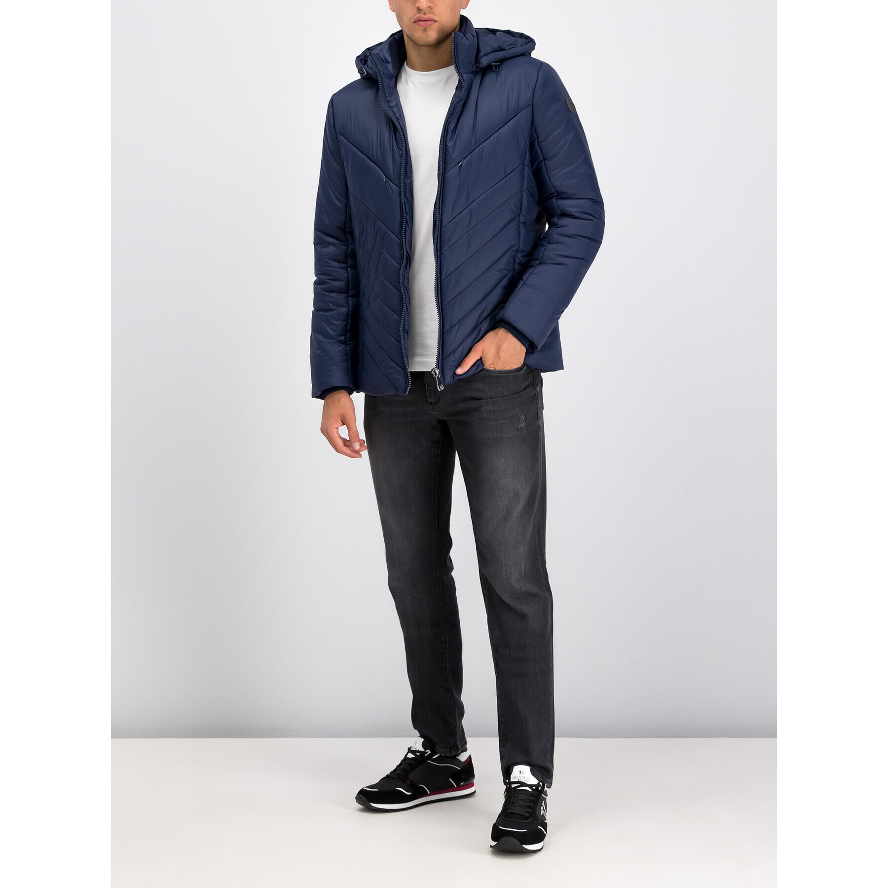 Trussardi Пухено яке 52S00333 Тъмносин Regular Fit - Pepit.bg