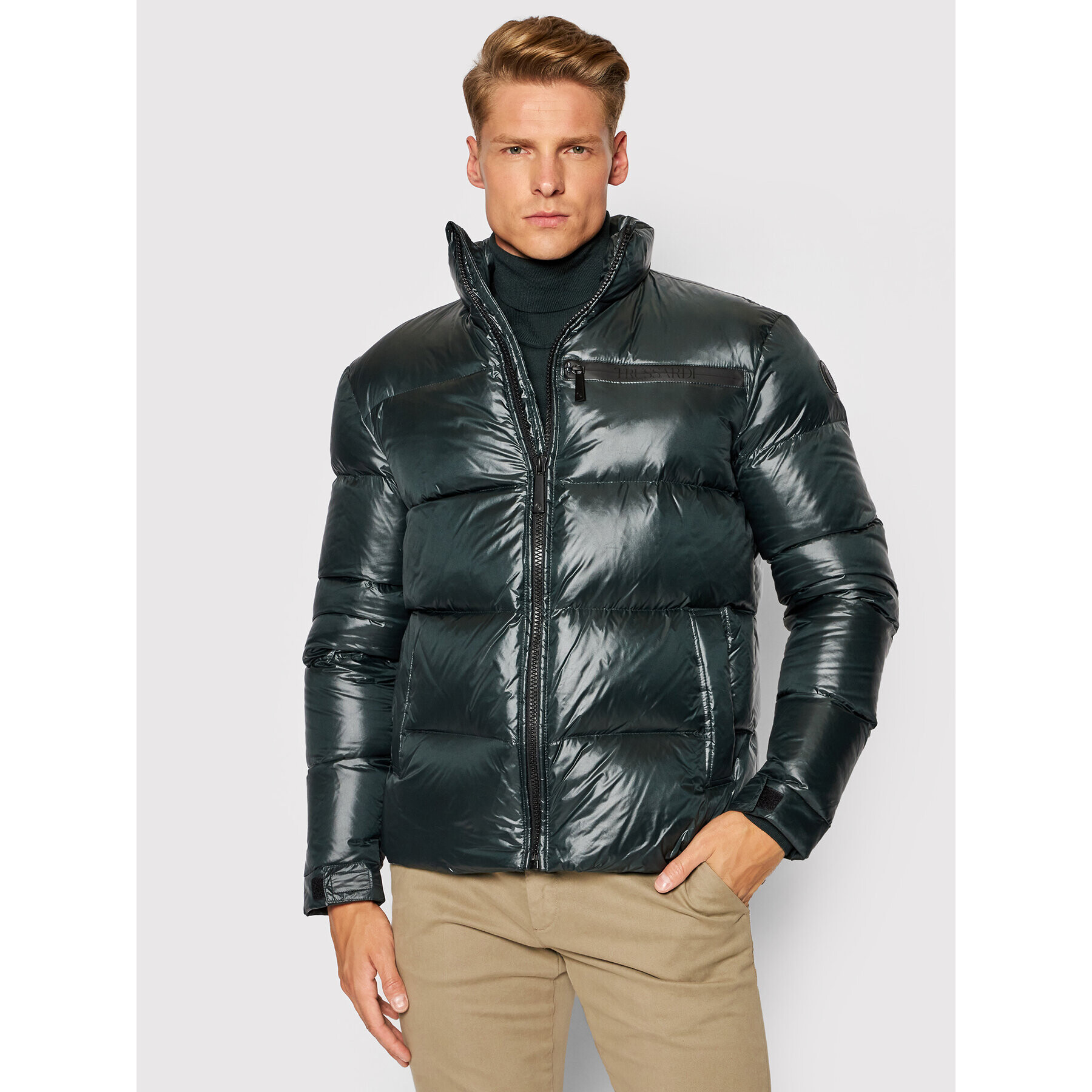 Trussardi Пухено яке 52S00627 Зелен Regular Fit - Pepit.bg