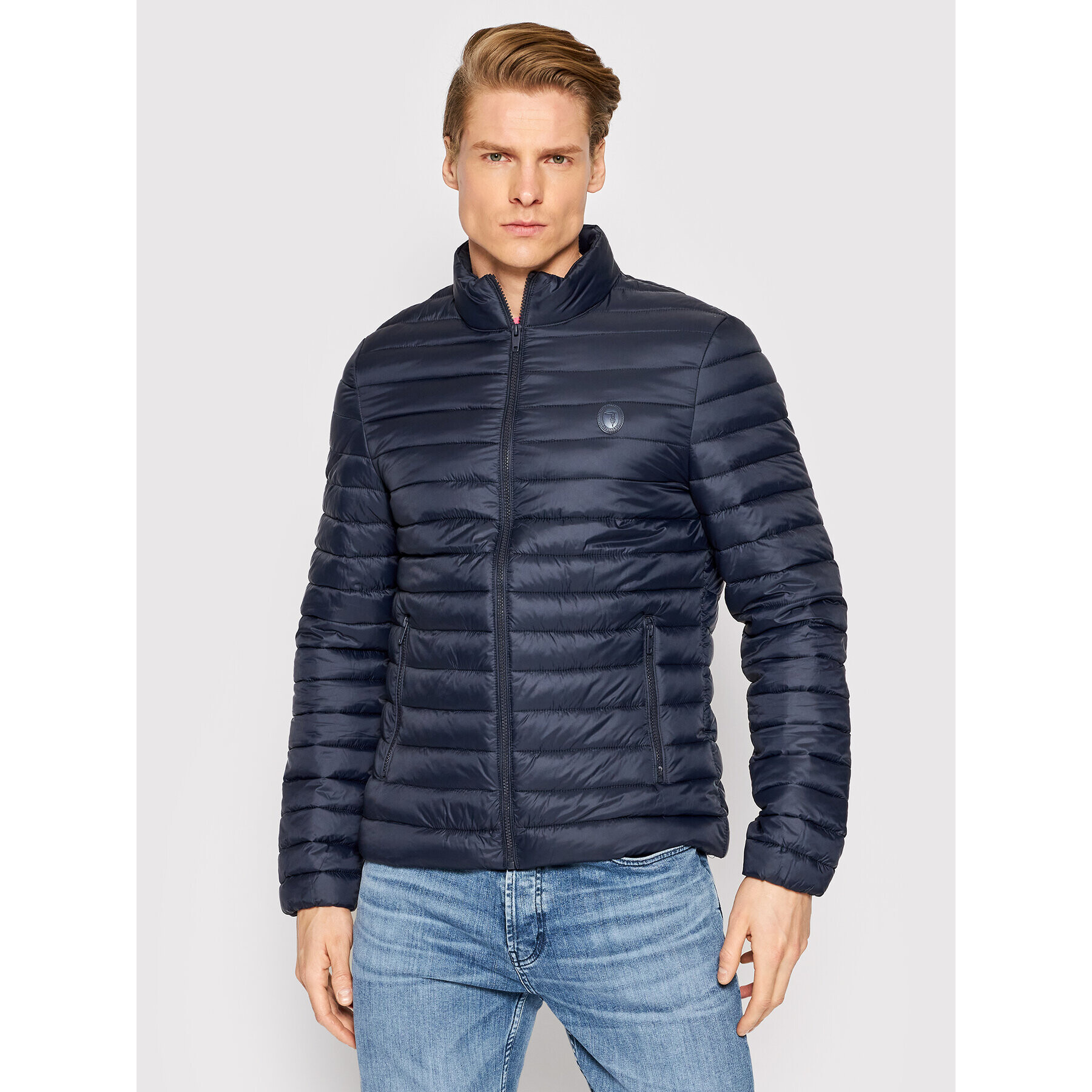 Trussardi Пухено яке 52S00710 Тъмносин Regular Fit - Pepit.bg