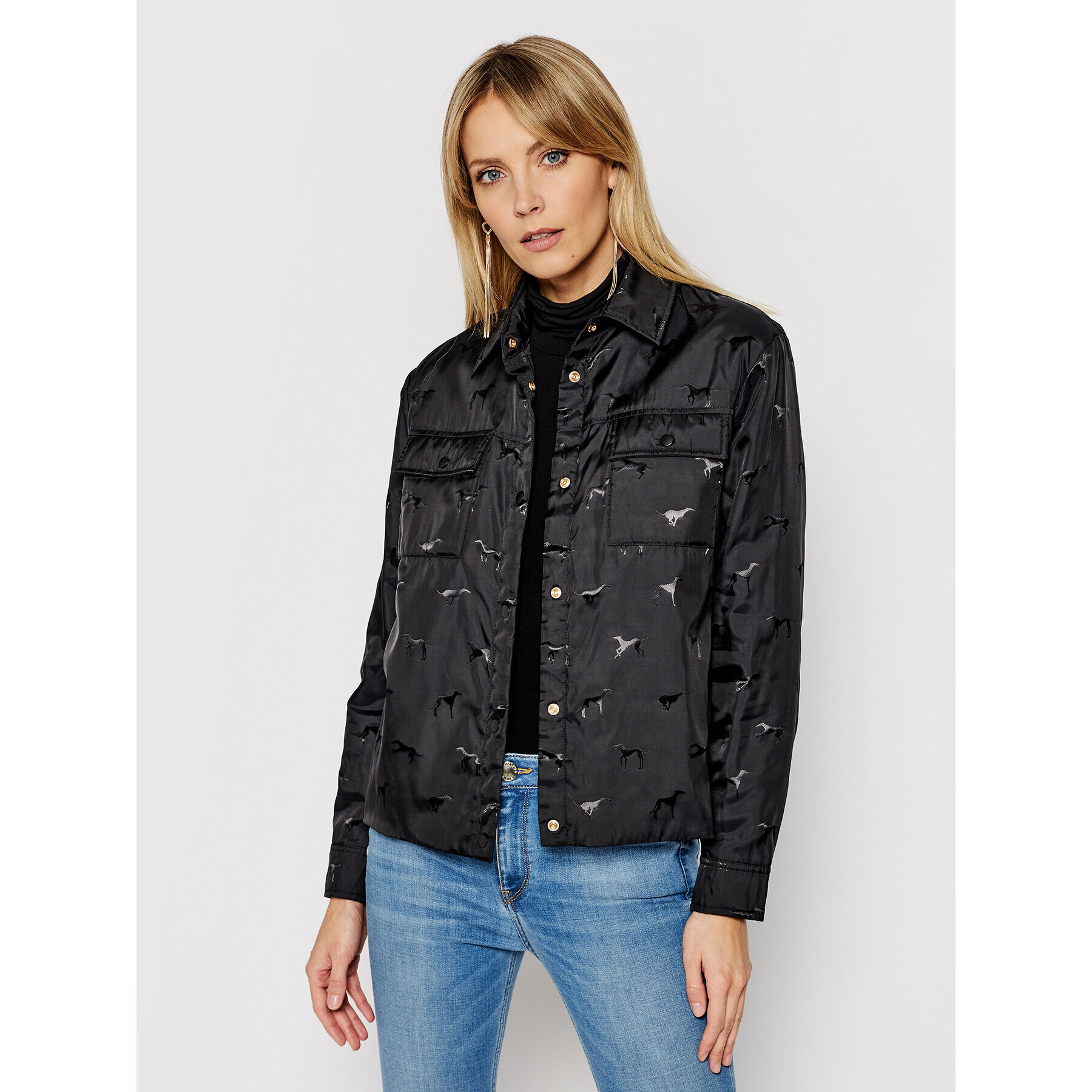 Trussardi Пухено яке 56S00585 Черен Regular Fit - Pepit.bg