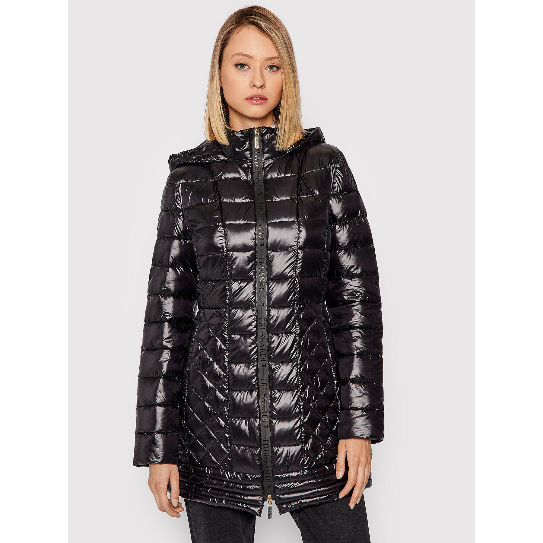 Trussardi Пухено яке 56S00688 Черен Regular Fit - Pepit.bg
