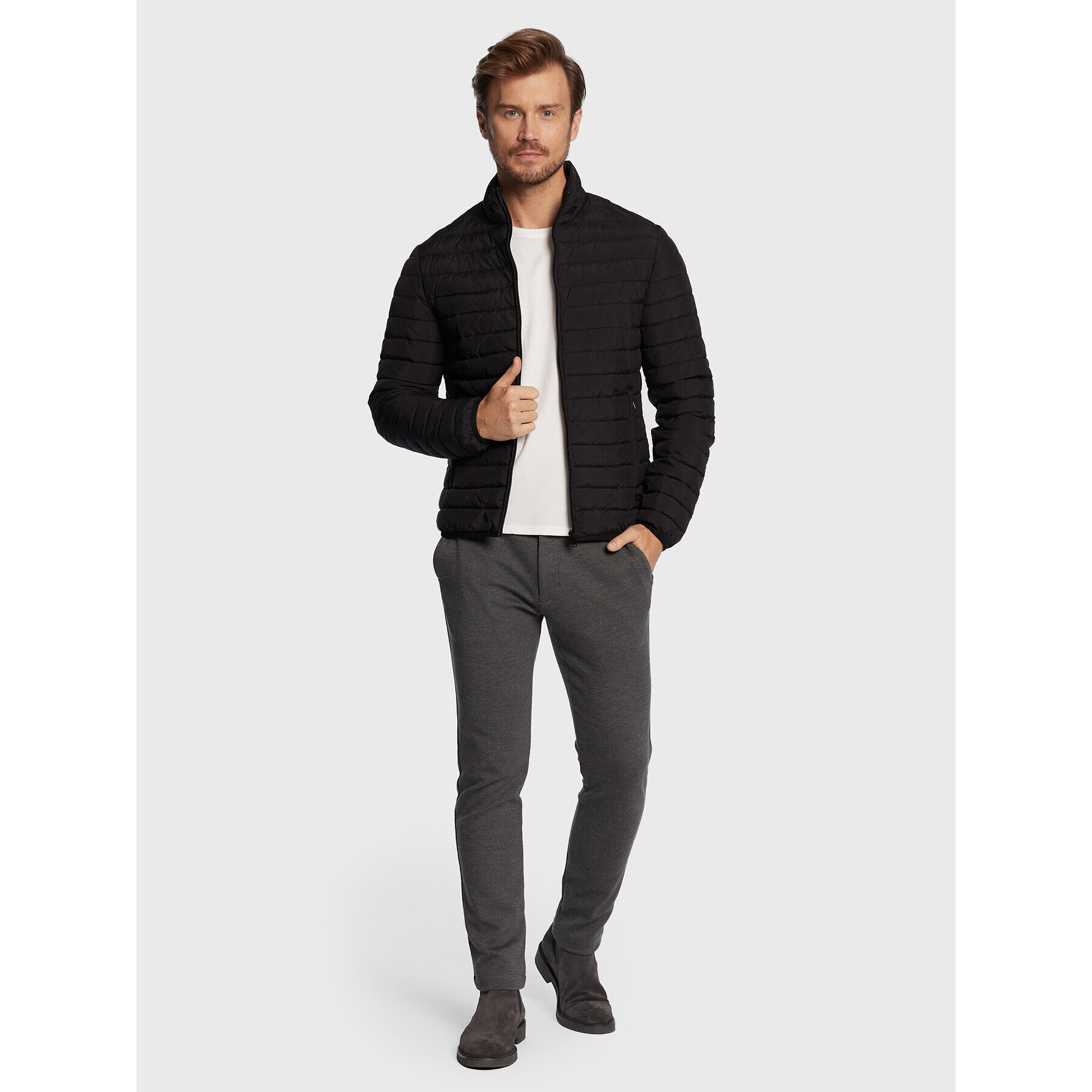 Trussardi Пухено яке Crinkle 52S00754 Черен Regular Fit - Pepit.bg