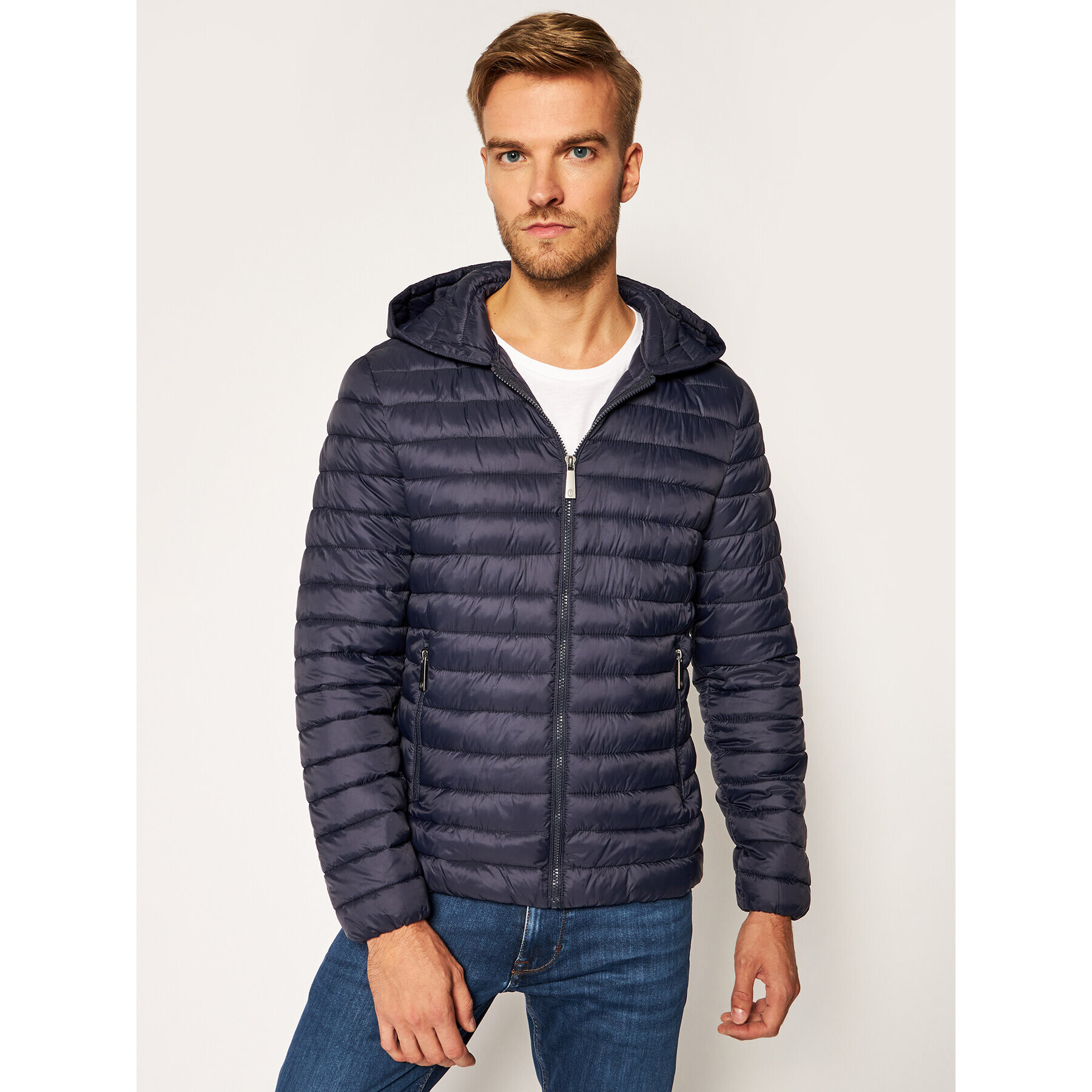 Trussardi Пухено яке Matt 52S00516 Тъмносин Regular Fit - Pepit.bg