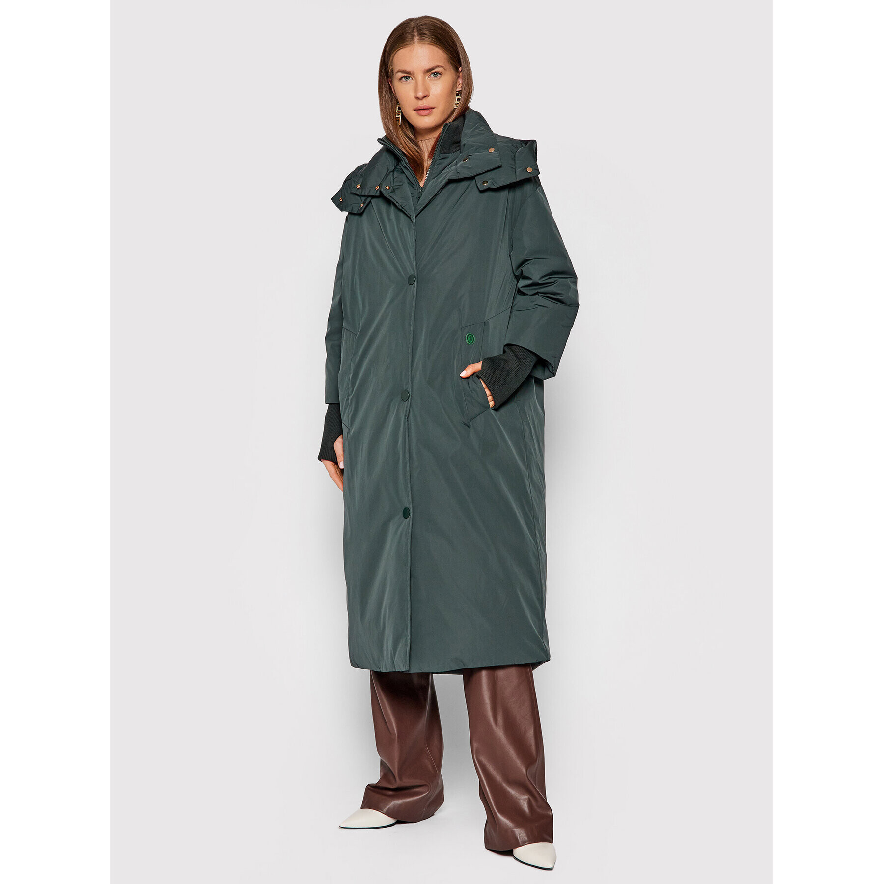 Trussardi Пухено яке Soft Memory 56S00591 Зелен Regular Fit - Pepit.bg