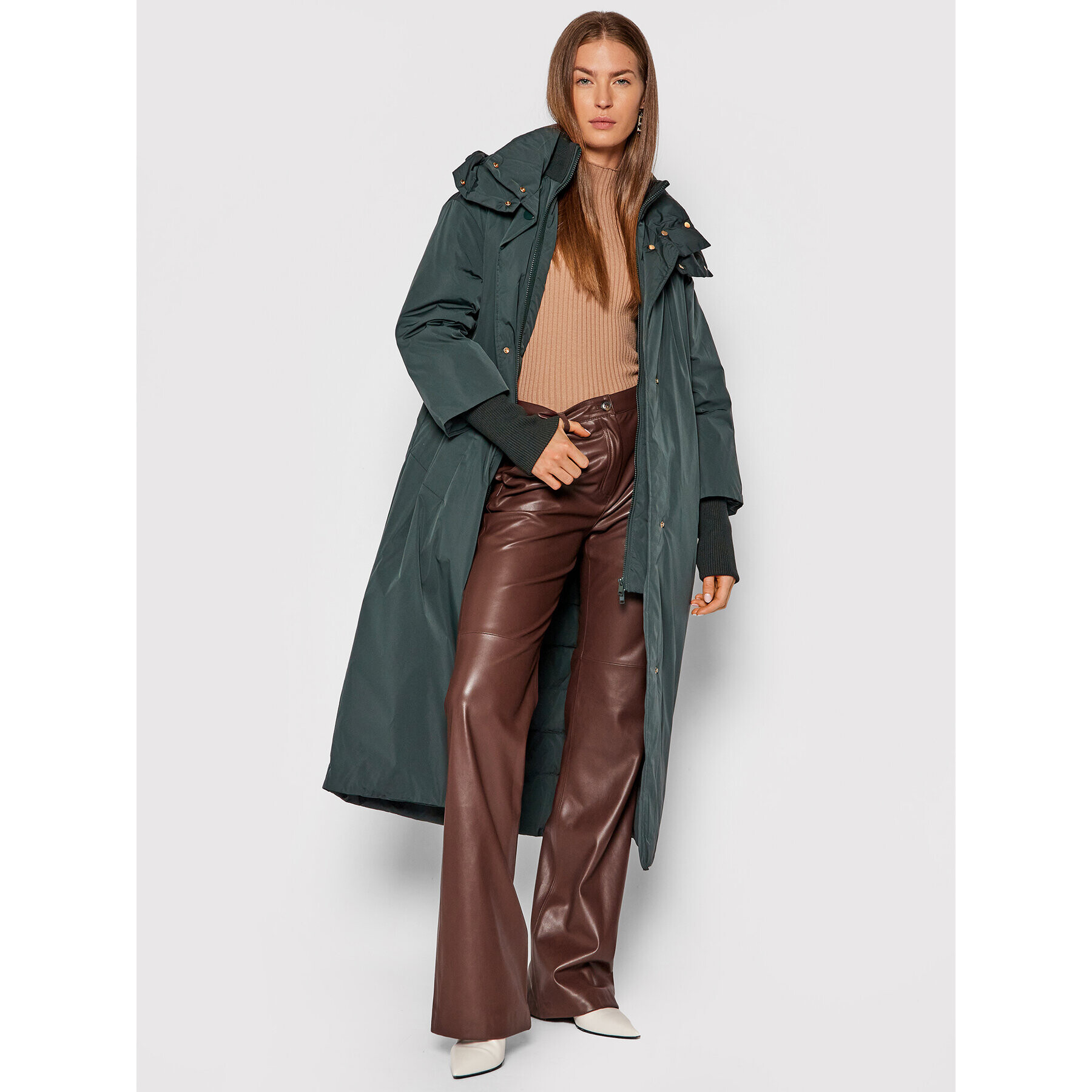 Trussardi Пухено яке Soft Memory 56S00591 Зелен Regular Fit - Pepit.bg