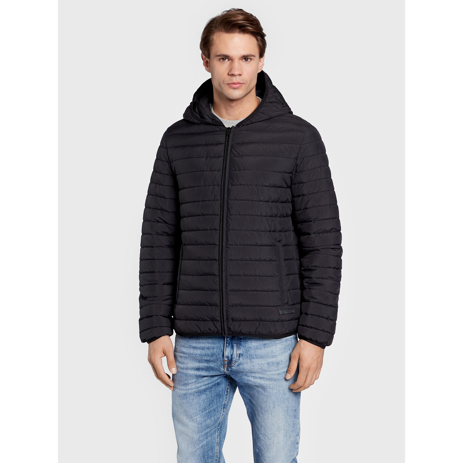 Trussardi Пухено яке Crinkle 52S00753 Черен Regular Fit - Pepit.bg