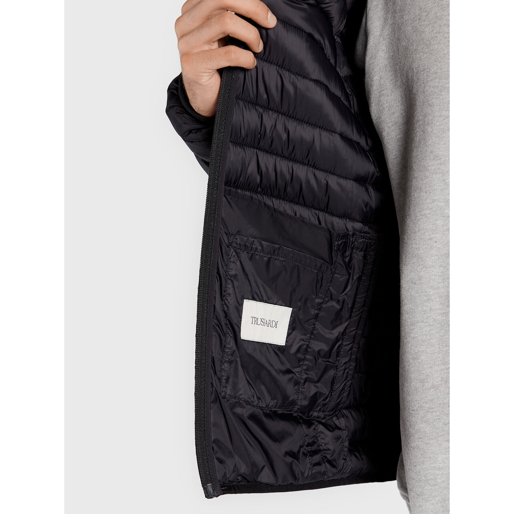Trussardi Пухено яке Crinkle 52S00753 Черен Regular Fit - Pepit.bg