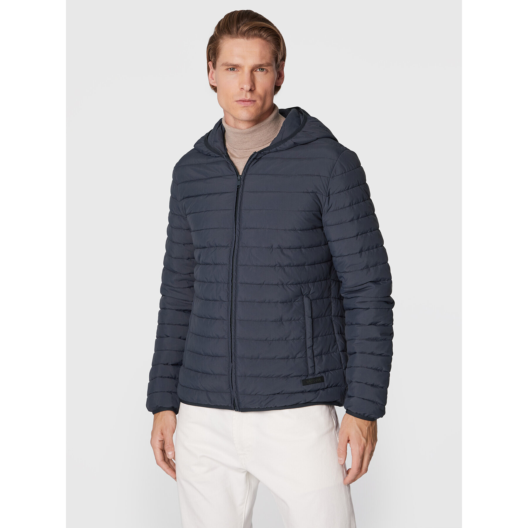 Trussardi Пухено яке Crinkle 52S00753 Тъмносин Regular Fit - Pepit.bg