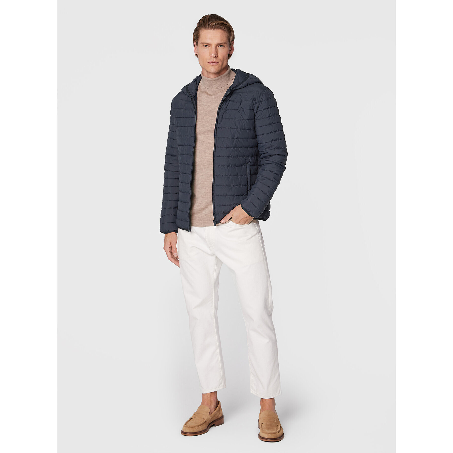 Trussardi Пухено яке Crinkle 52S00753 Тъмносин Regular Fit - Pepit.bg