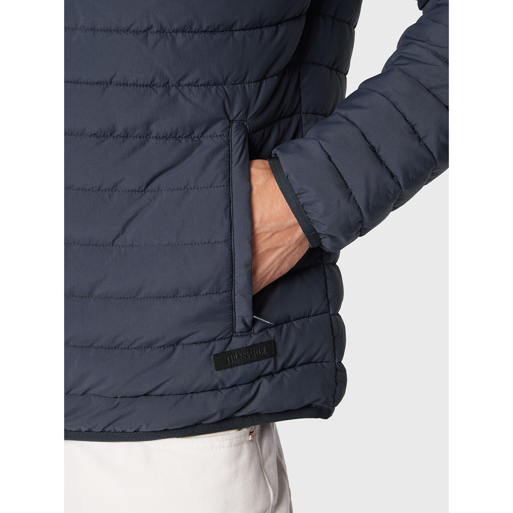 Trussardi Пухено яке Crinkle 52S00753 Тъмносин Regular Fit - Pepit.bg