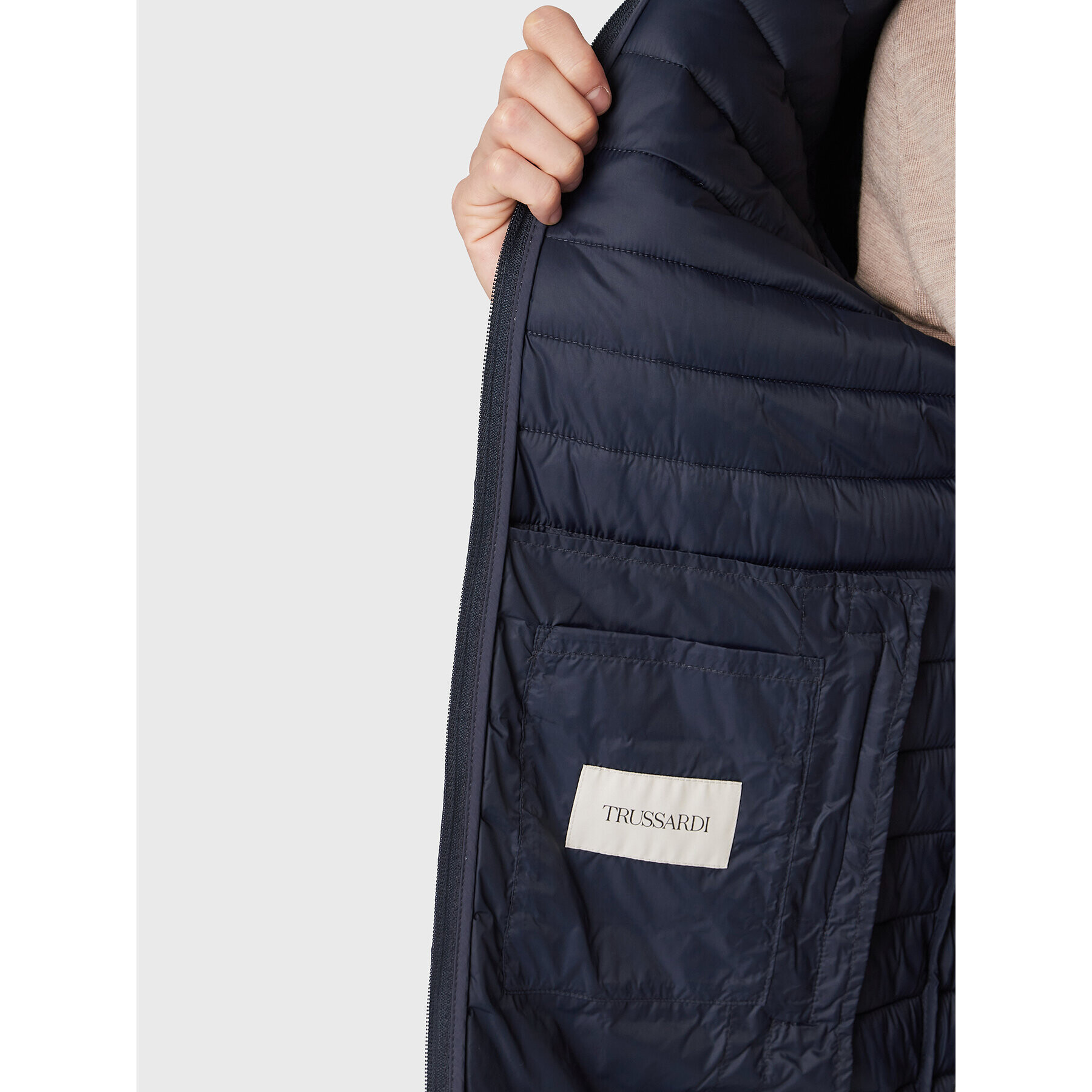 Trussardi Пухено яке Crinkle 52S00753 Тъмносин Regular Fit - Pepit.bg