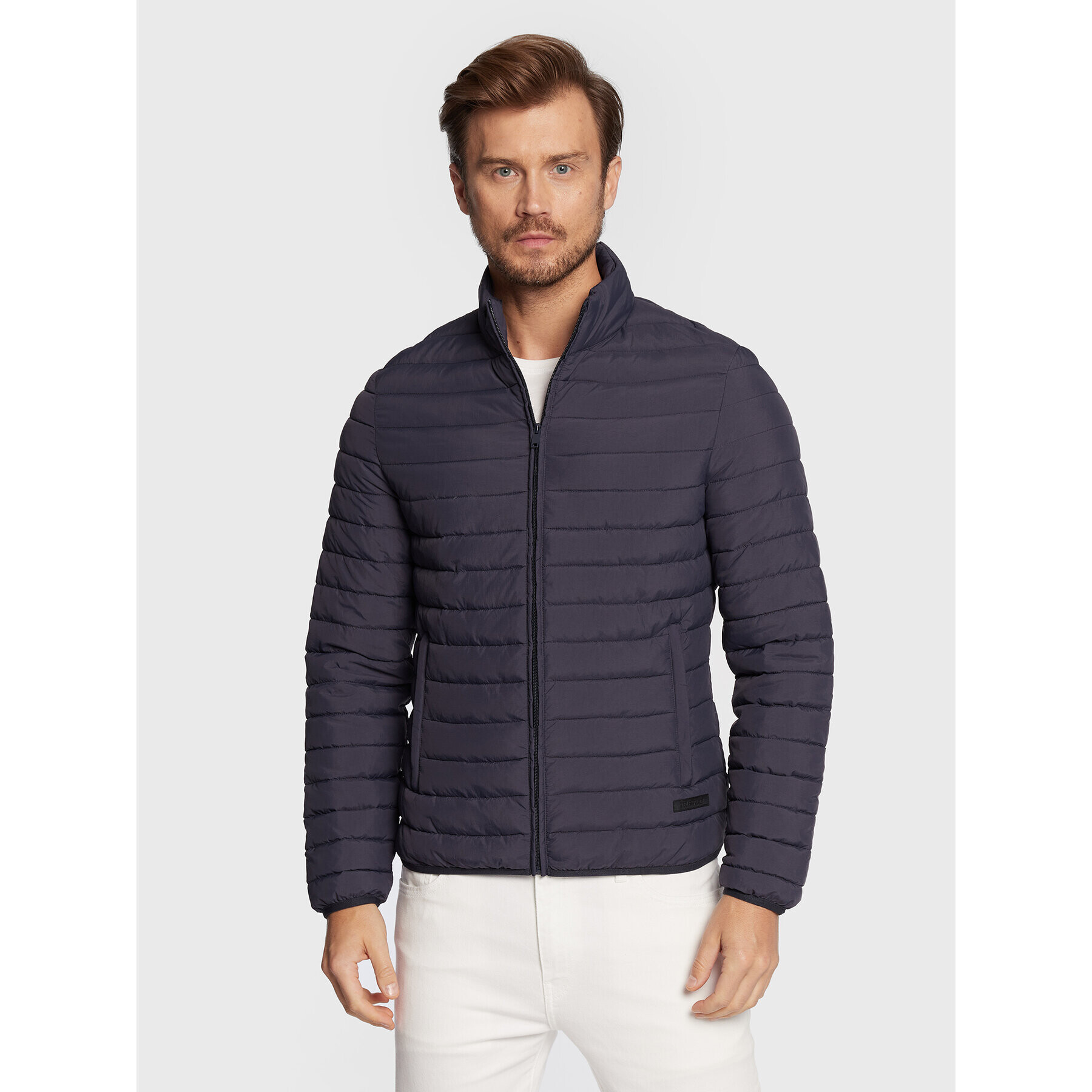 Trussardi Пухено яке Crinkle 52S00754 Тъмносин Regular Fit - Pepit.bg