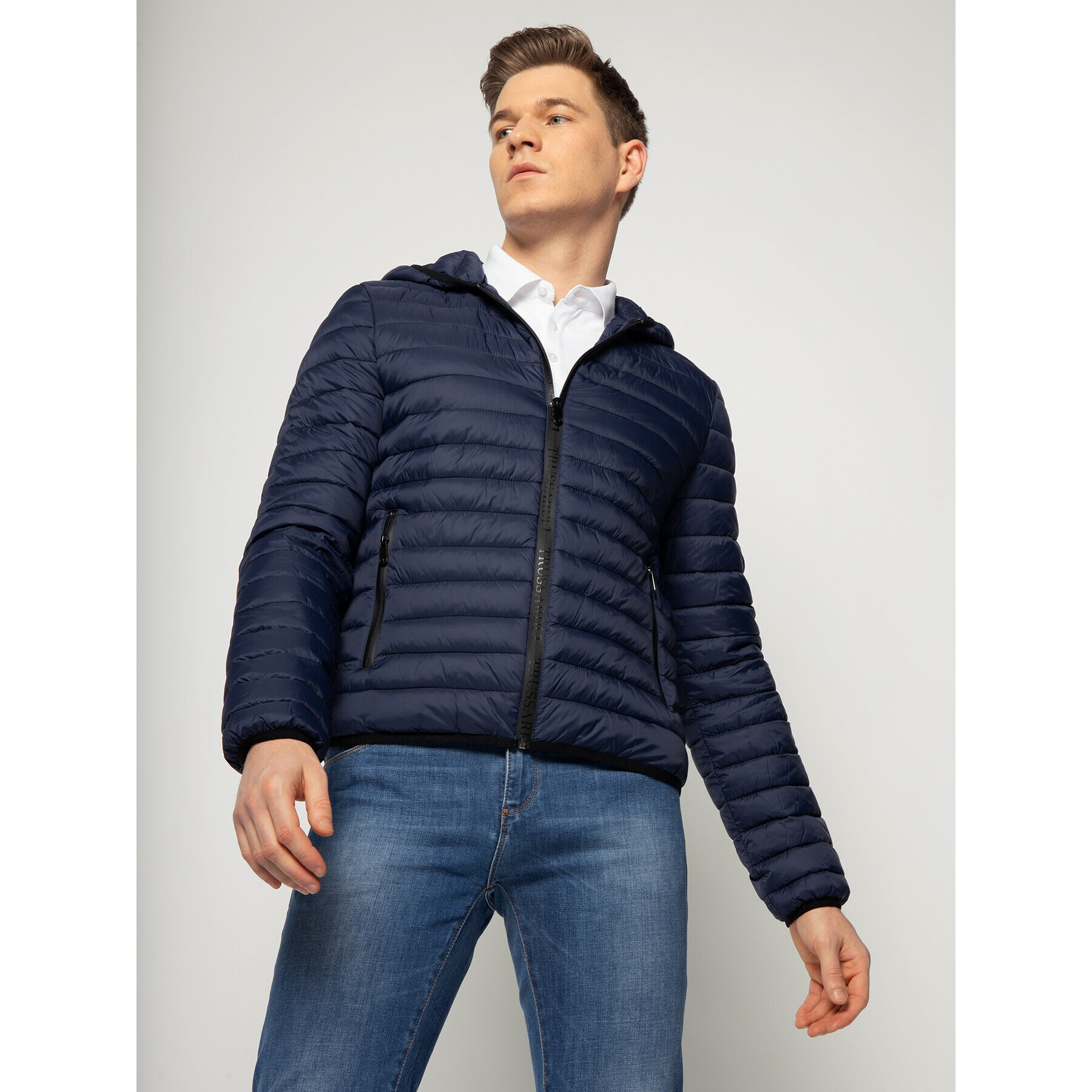 Trussardi Пухено яке Lacquer 52S00591 Тъмносин Regular Fit - Pepit.bg