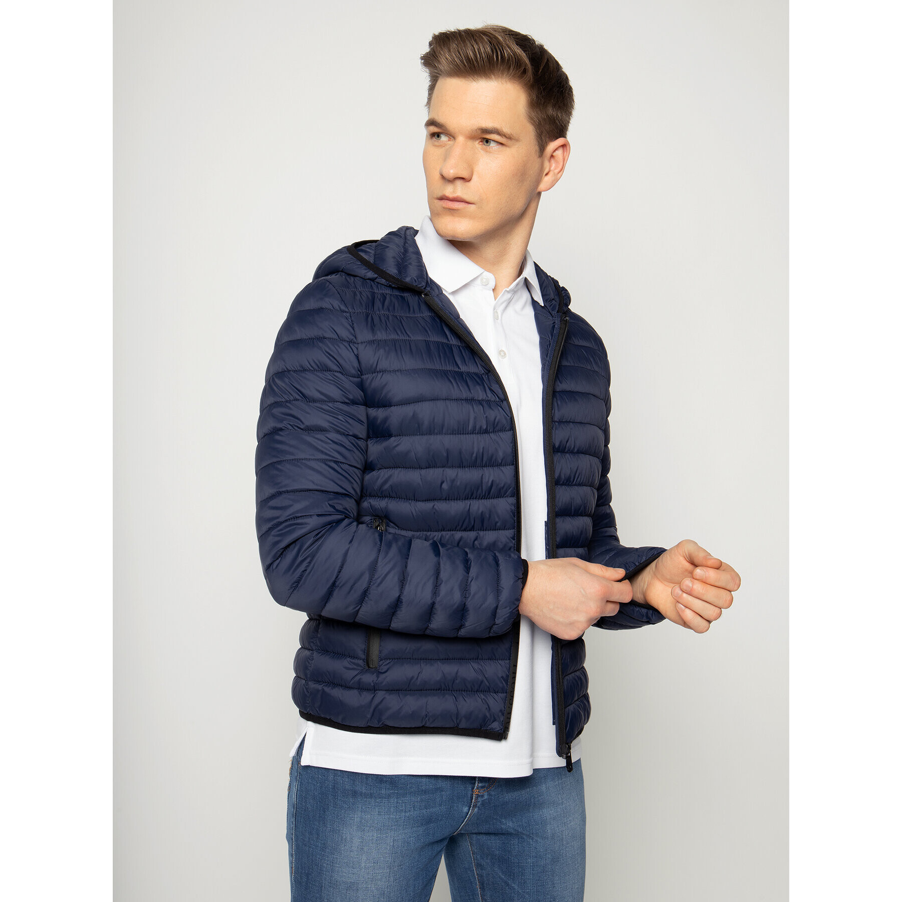 Trussardi Пухено яке Lacquer 52S00591 Тъмносин Regular Fit - Pepit.bg