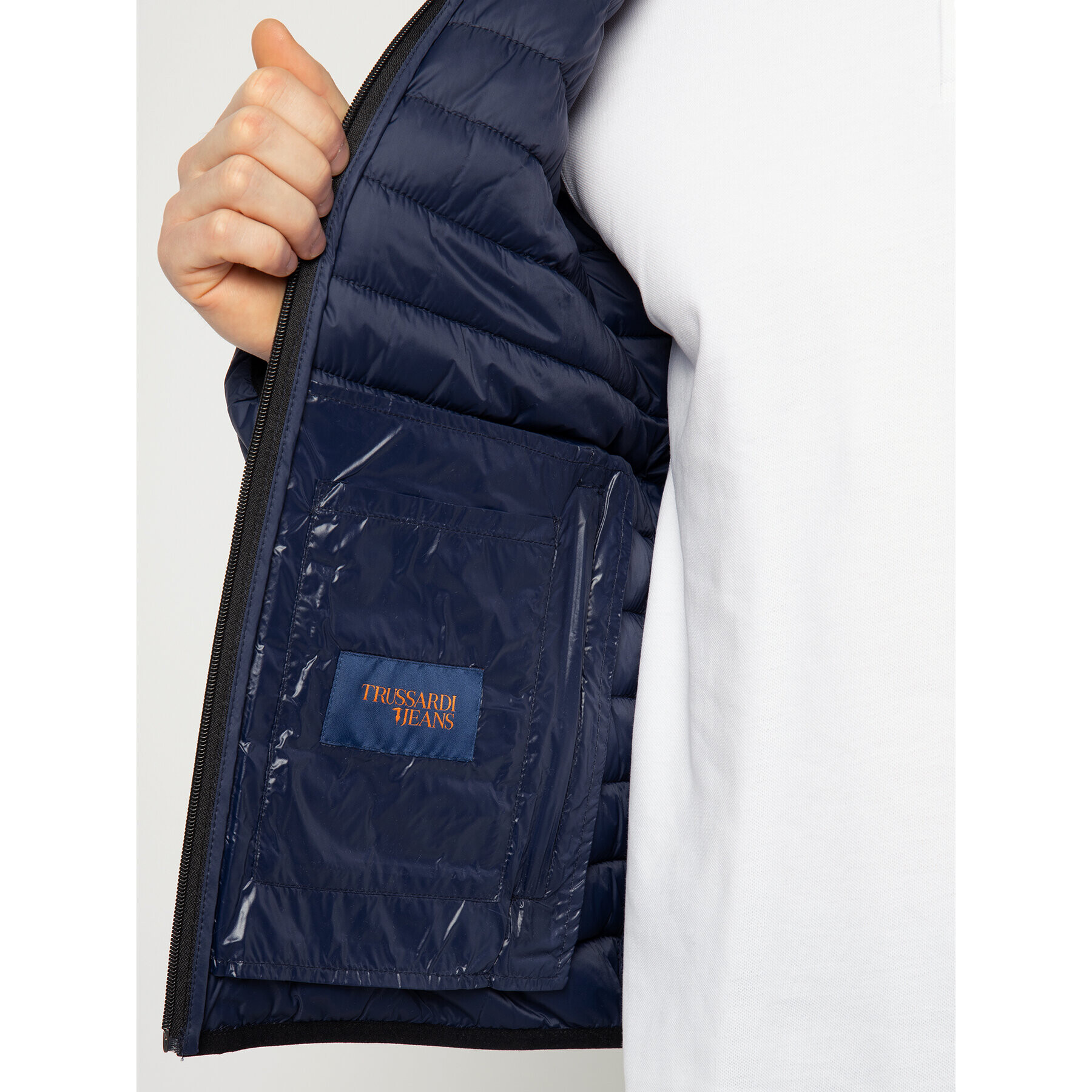 Trussardi Пухено яке Lacquer 52S00591 Тъмносин Regular Fit - Pepit.bg