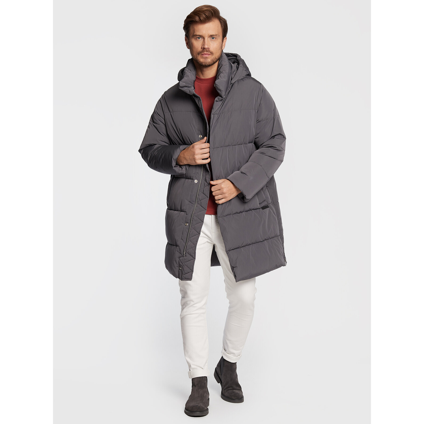 Trussardi Пухено яке Memory 52S00742 Сив Regular Fit - Pepit.bg