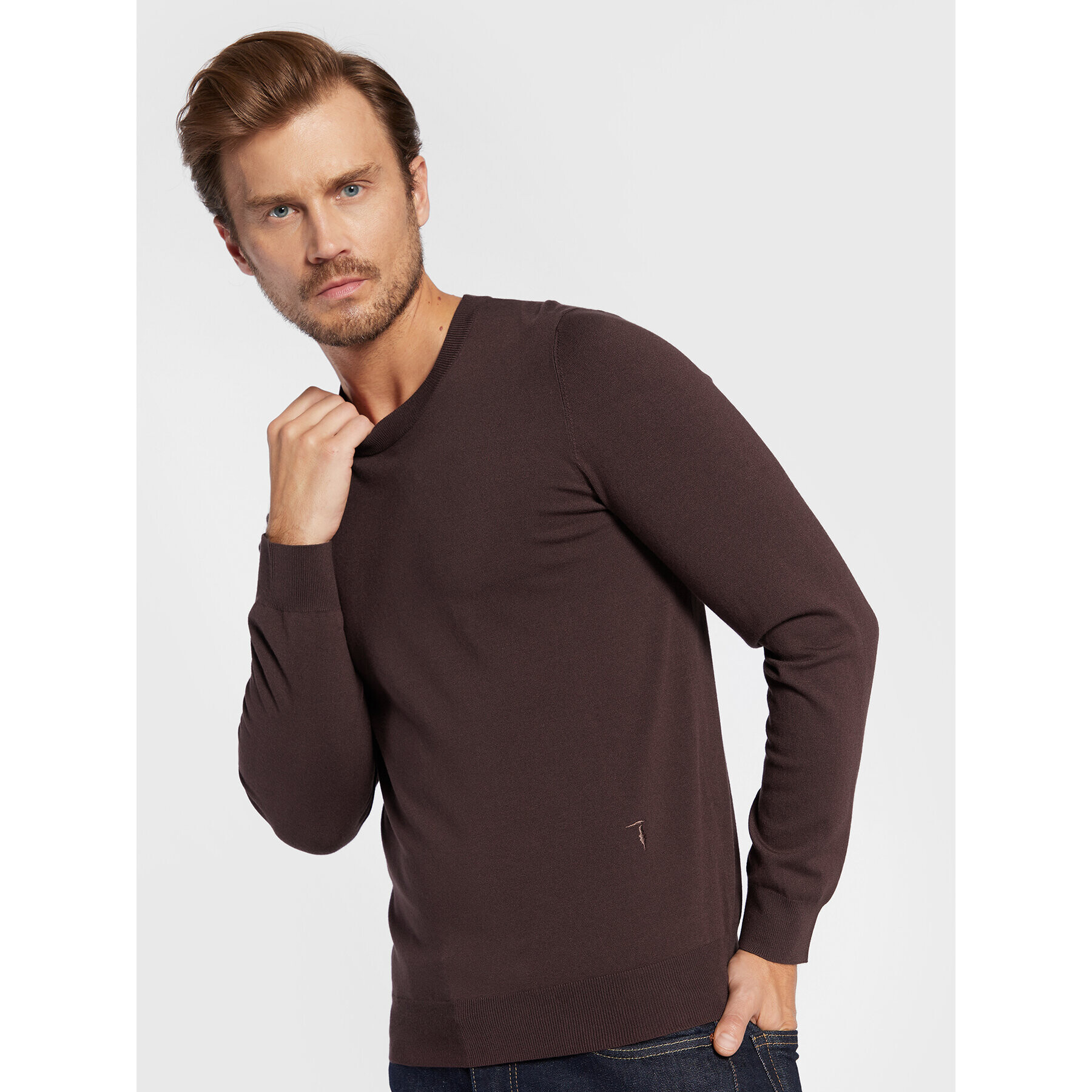 Trussardi Пуловер 52M00628 Кафяв Regular Fit - Pepit.bg