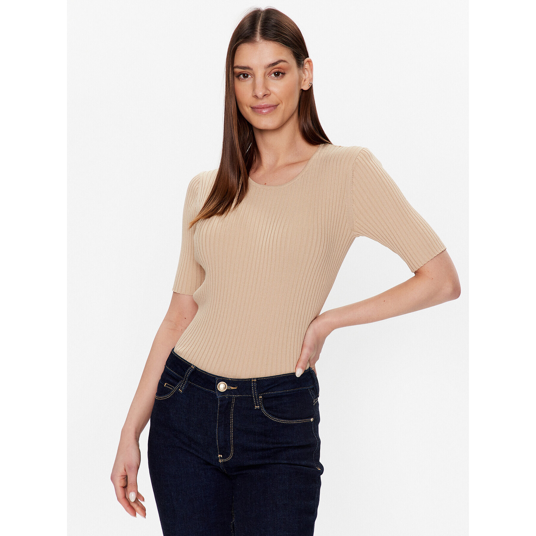 Trussardi Пуловер 56M00583 Бежов Slim Fit - Pepit.bg