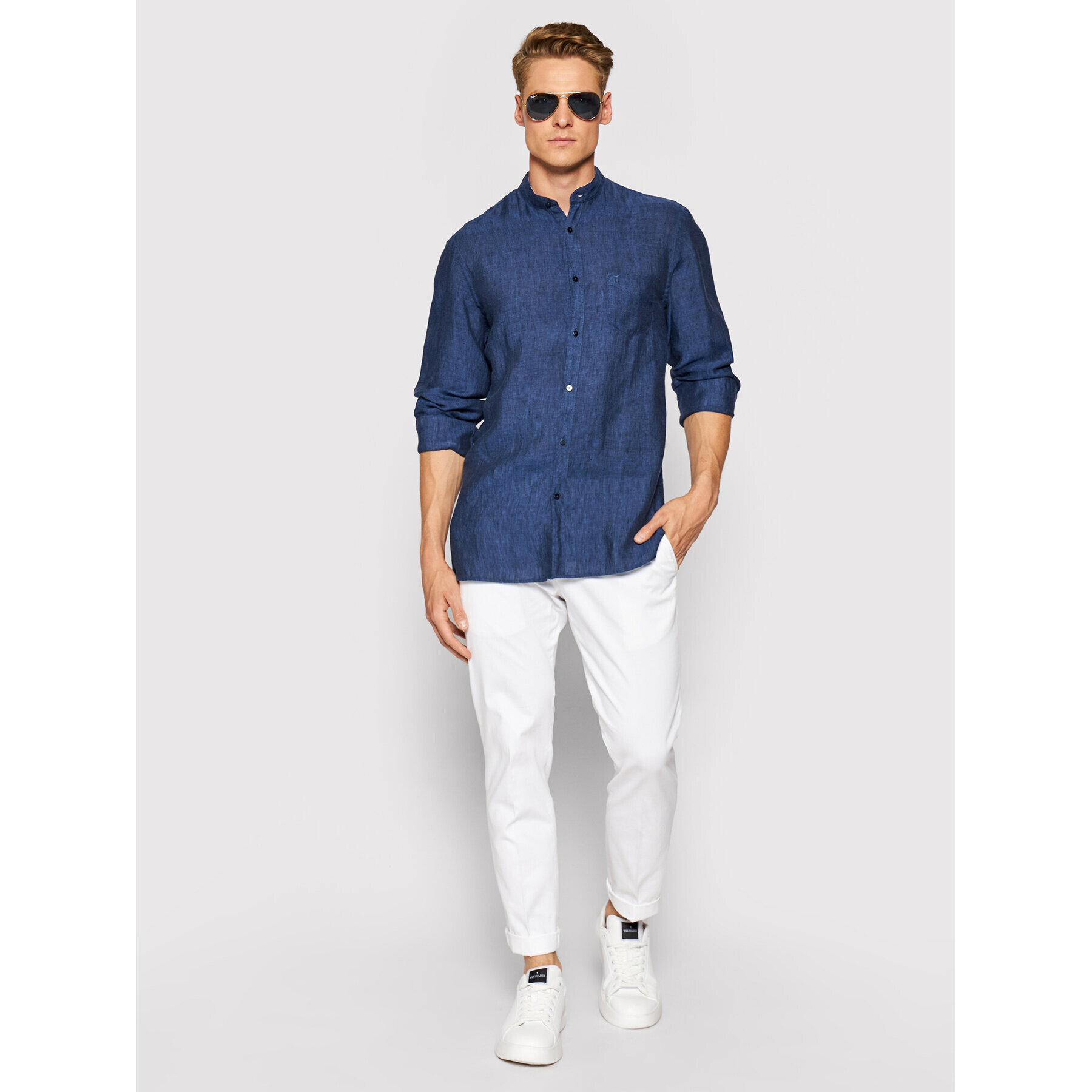 Trussardi Риза 52C00154 Тъмносин Close Fit - Pepit.bg