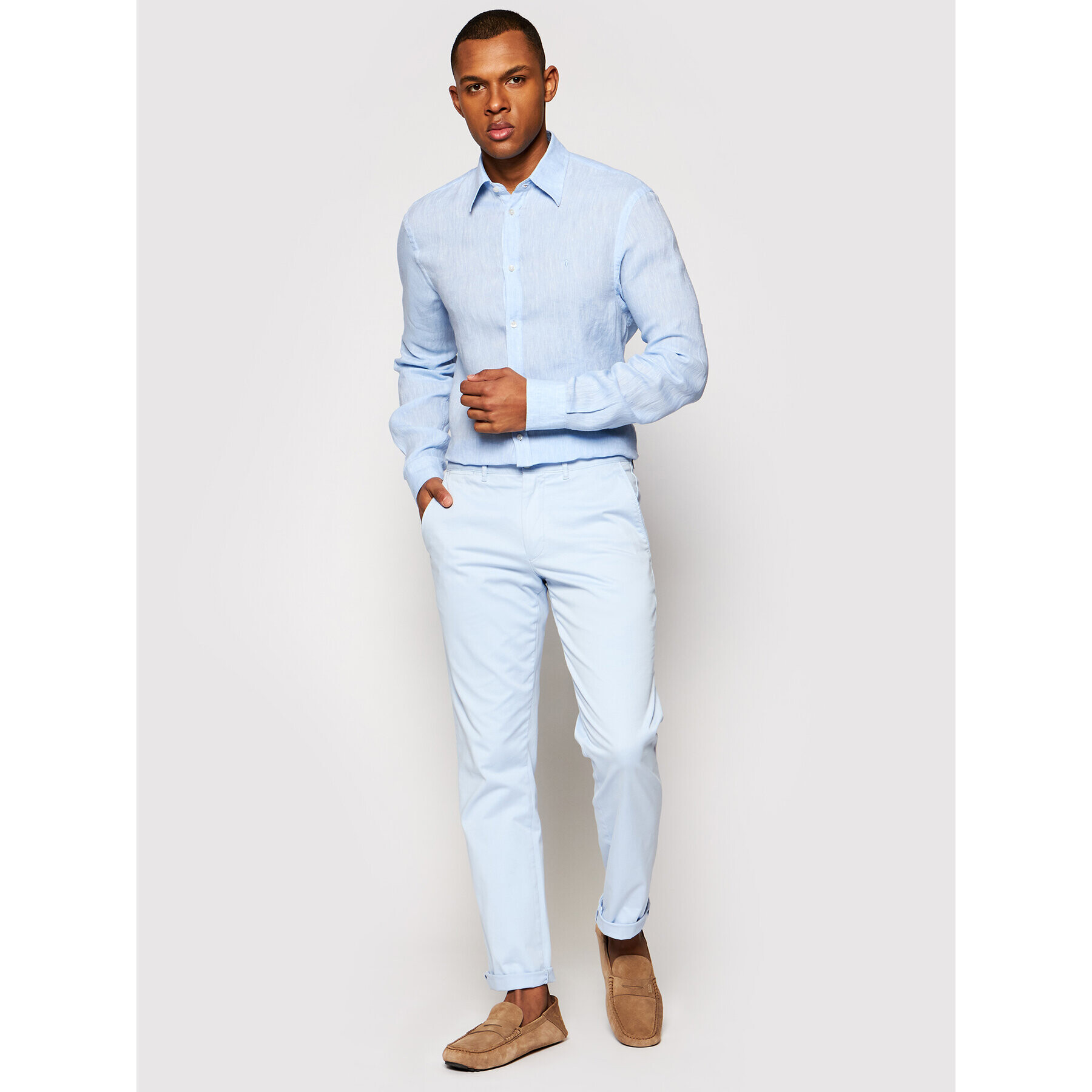 Trussardi Риза Yarn Dyed 52C00212 Син Close Fit - Pepit.bg