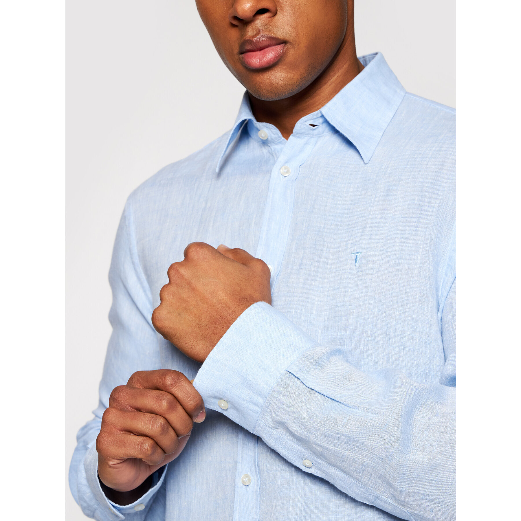Trussardi Риза Yarn Dyed 52C00212 Син Close Fit - Pepit.bg